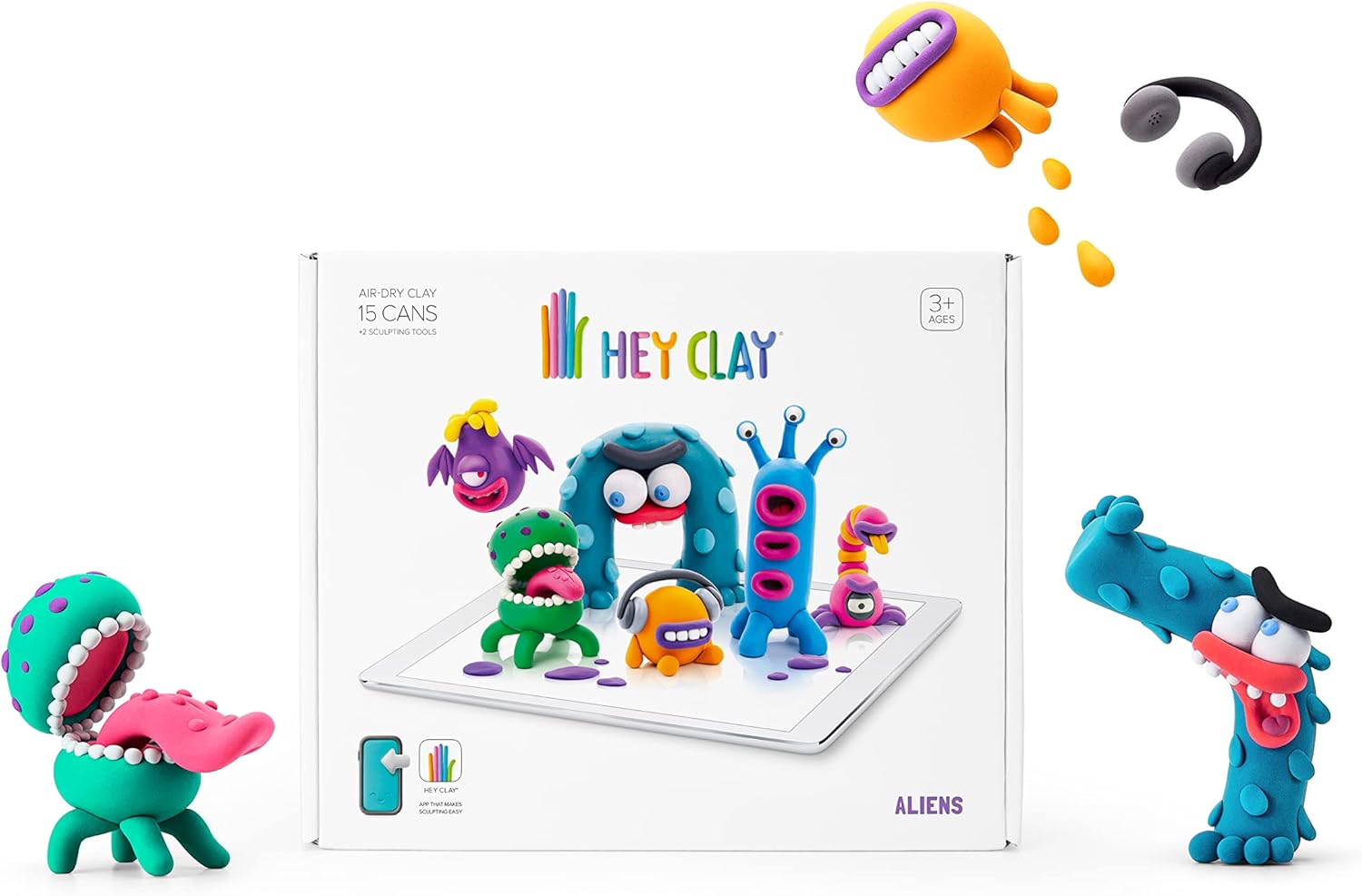 Hey Clay Aliens Set - Air Dry Modeling Clay for Kids - Creative Arts & Crafts Play 1