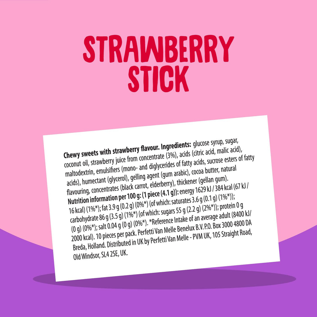 Fruittella Simply Strawberry Soft Chews - Vegan, Gluten-Free Fruit Flavoured Party Sweets