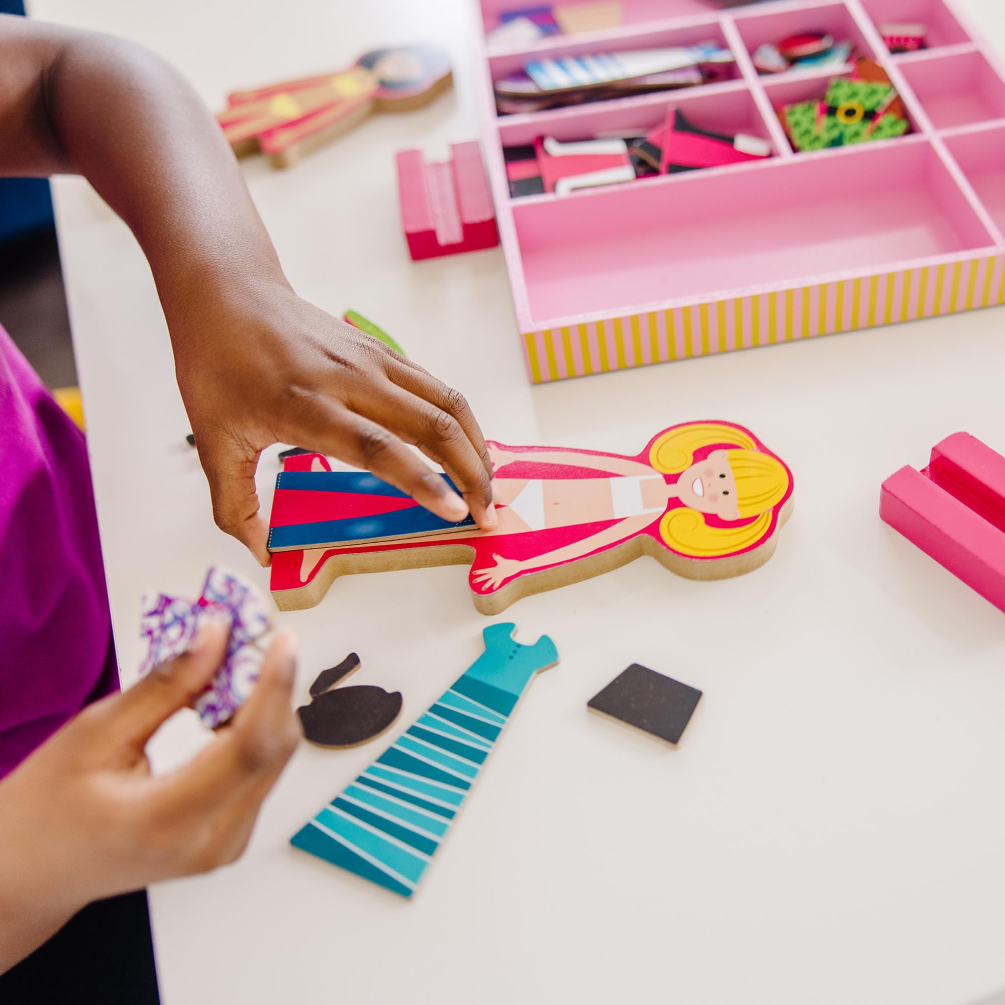 Melissa & Doug Abby and Emma Deluxe Magnetic Wooden Dress-Up Dolls Play Set | Ages 3+ 9