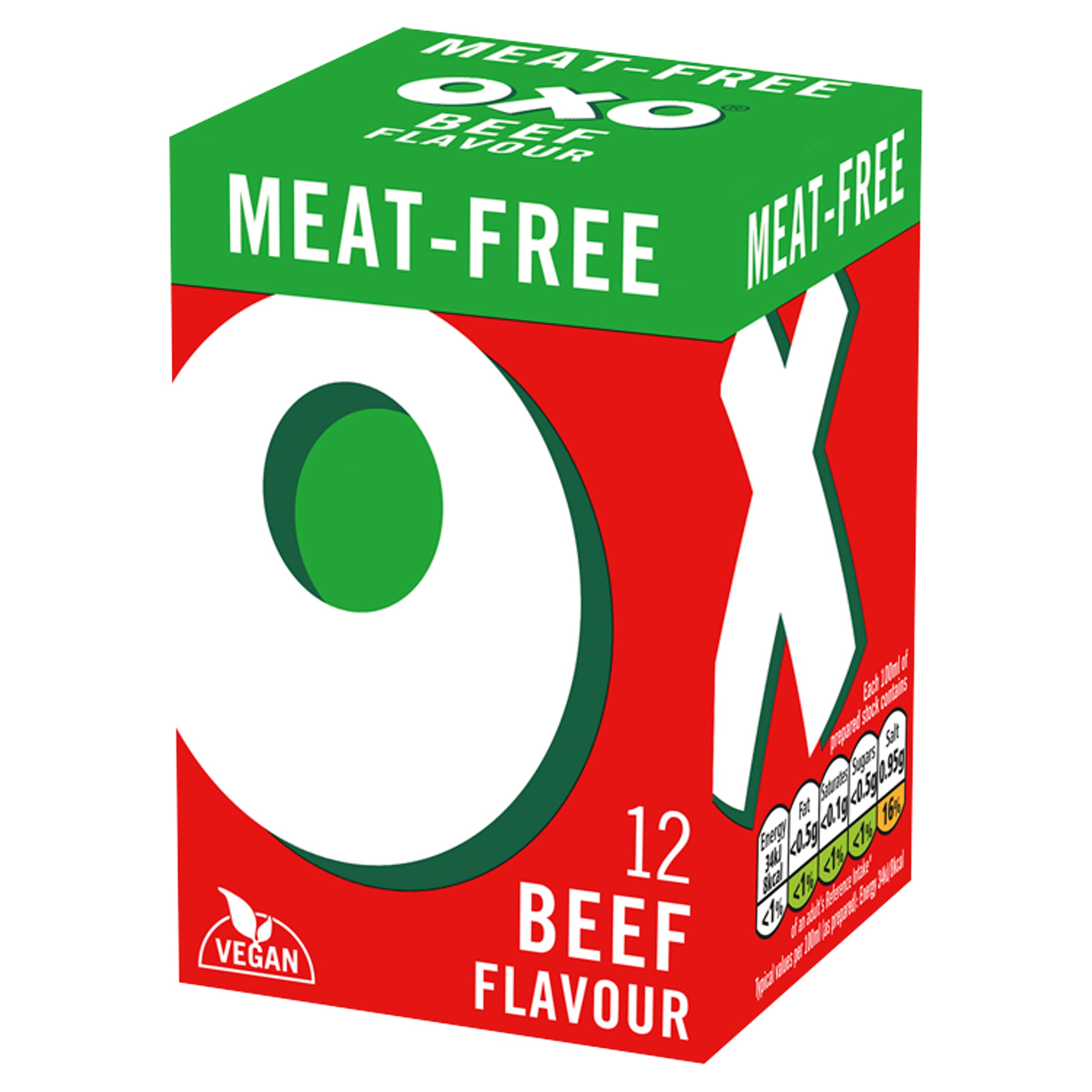 OXO Vegan Beef Flavour Stock Cubes - 12 Pack | Meat-Free | Bold Taste | 71g 4