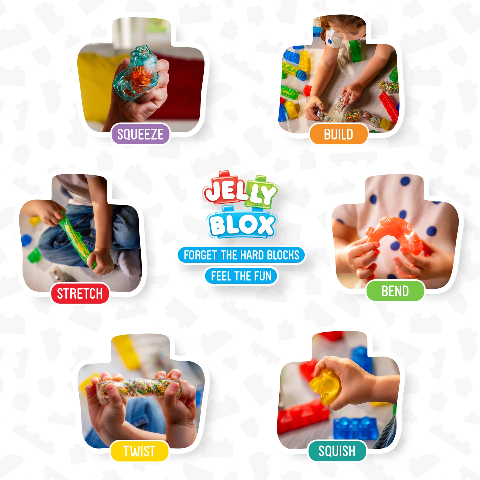 Jelly Blox 2-in-1 Storage Kit - 30 Squishy Toddler & Preschool Building Blocks | Ages 2+ 5