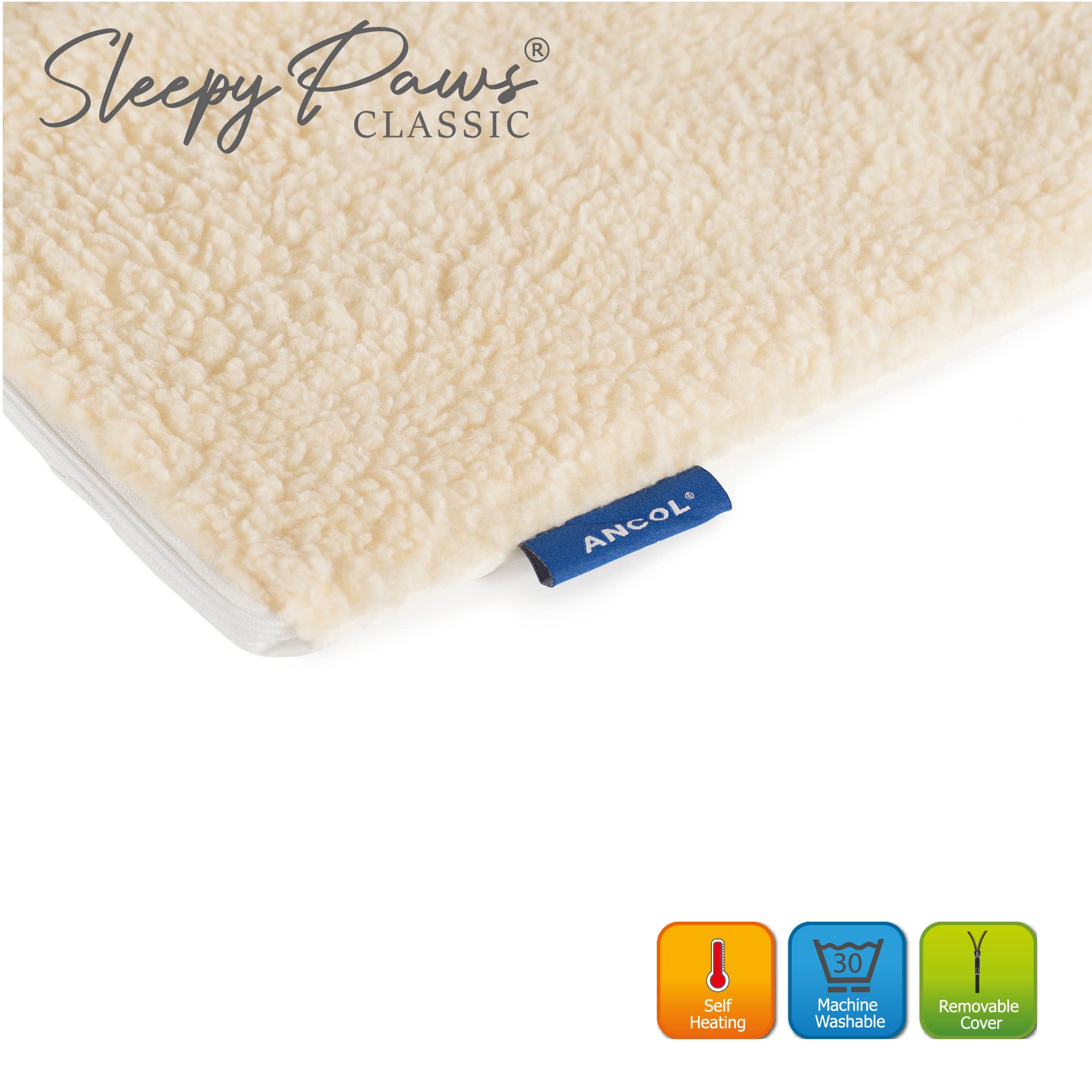 Ancol Sleepy Paws Self Heating Pet Pad Small 48x38cm Cream Rectangular Mat for Dogs and Cats 4
