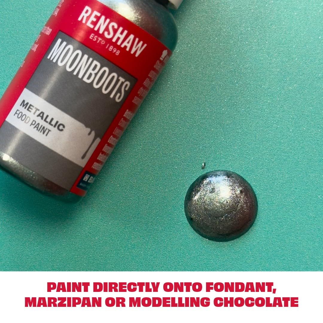 Renshaw Edible Metallic Food Paint - Moonboots (Dark Silver) | Ready-to-Use | 20g 3