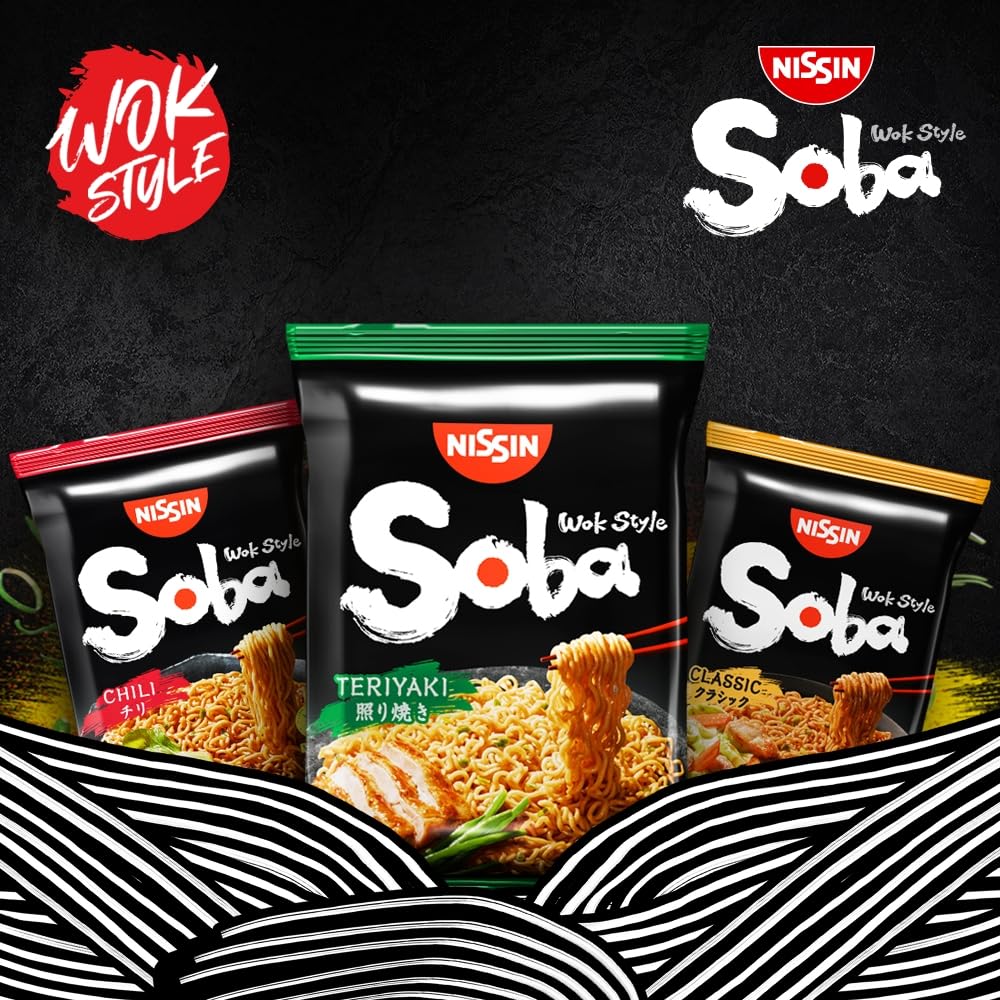 NISSIN Soba Wok Style Classic Flavoured Instant Noodles - 109 g Packet (Pack of 9) 9