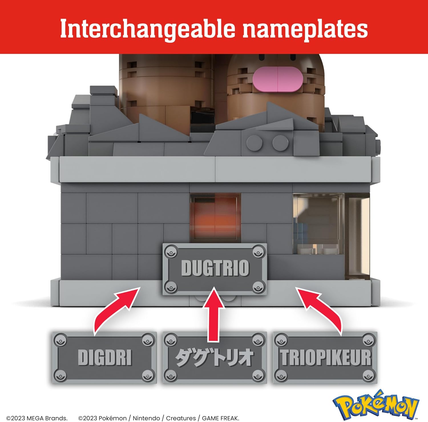 MEGA Pokémon Mini Motion Dugtrio Building Set - 350-Piece Action Figure with Pop-Up Motion