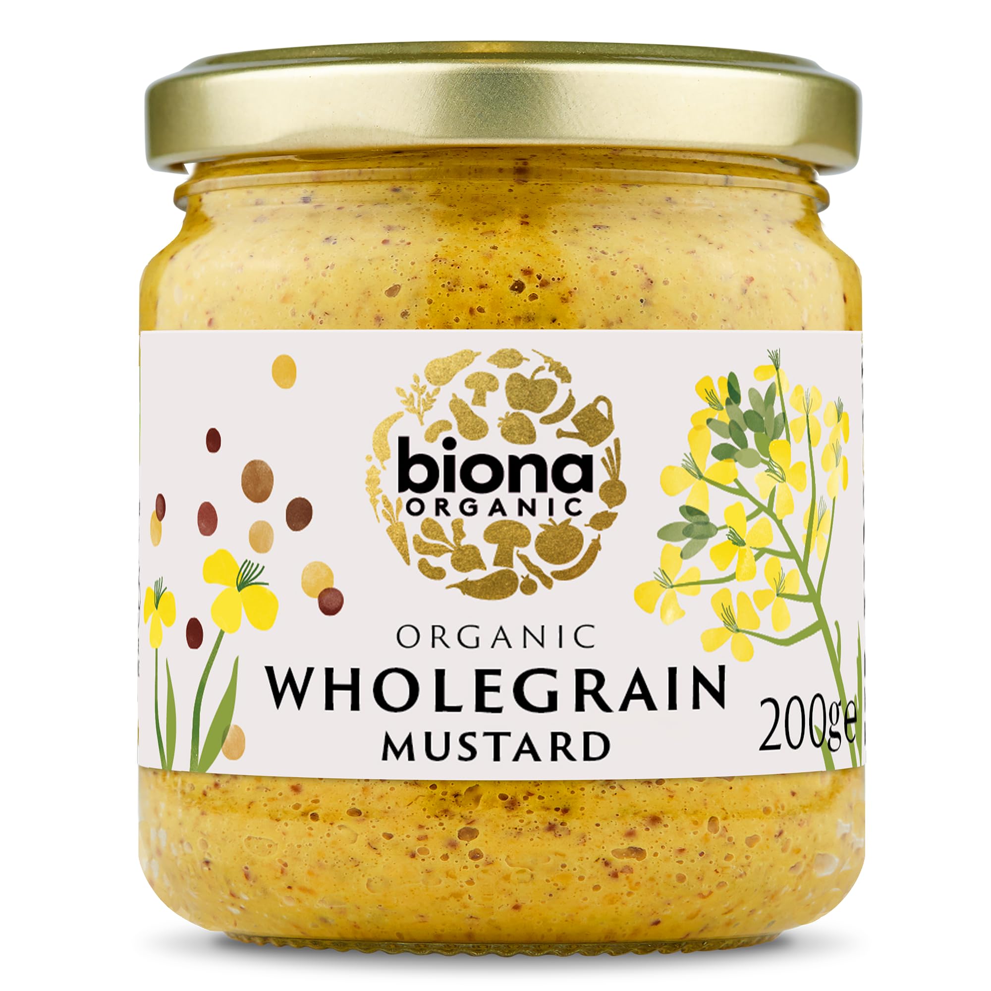 Biona Organic Wholegrain Mustard - 200g Jar | Vegan Friendly | Certified Organic 1