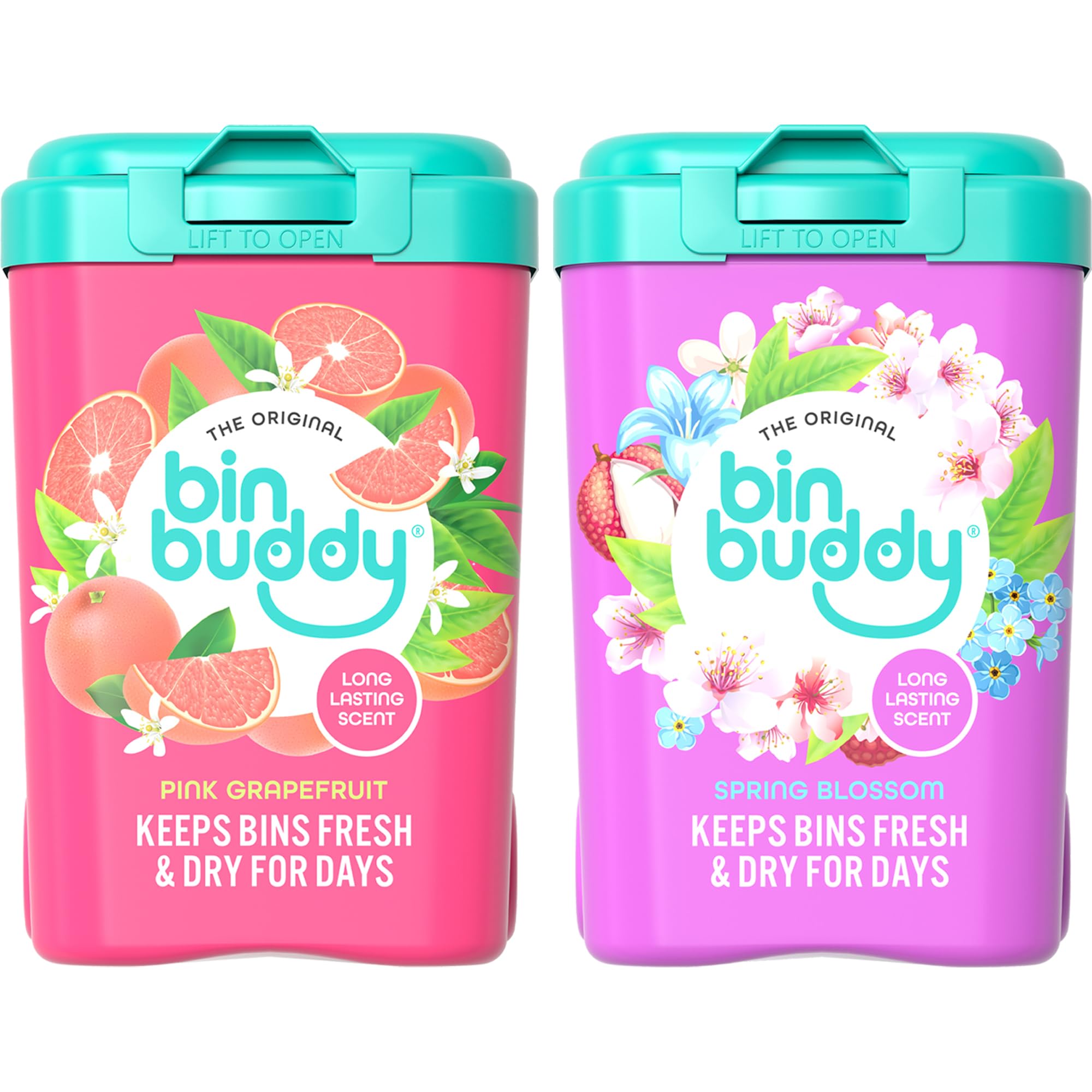 Bin Buddy Pink Grapefruit & Spring Flower Deodoriser Powder - 450g, Pack of 2 | Eliminates Odours