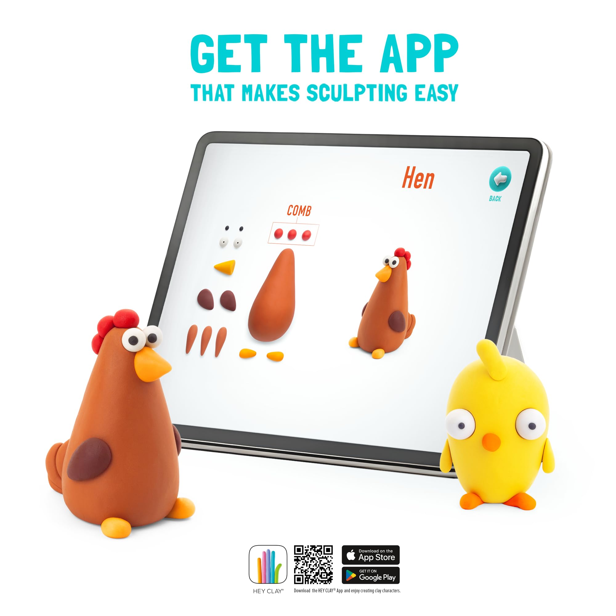 Hey Clay Farm Birds: Duck, Goose, Hen Set - Air Dry Modeling Clay for Kids 3+ 12