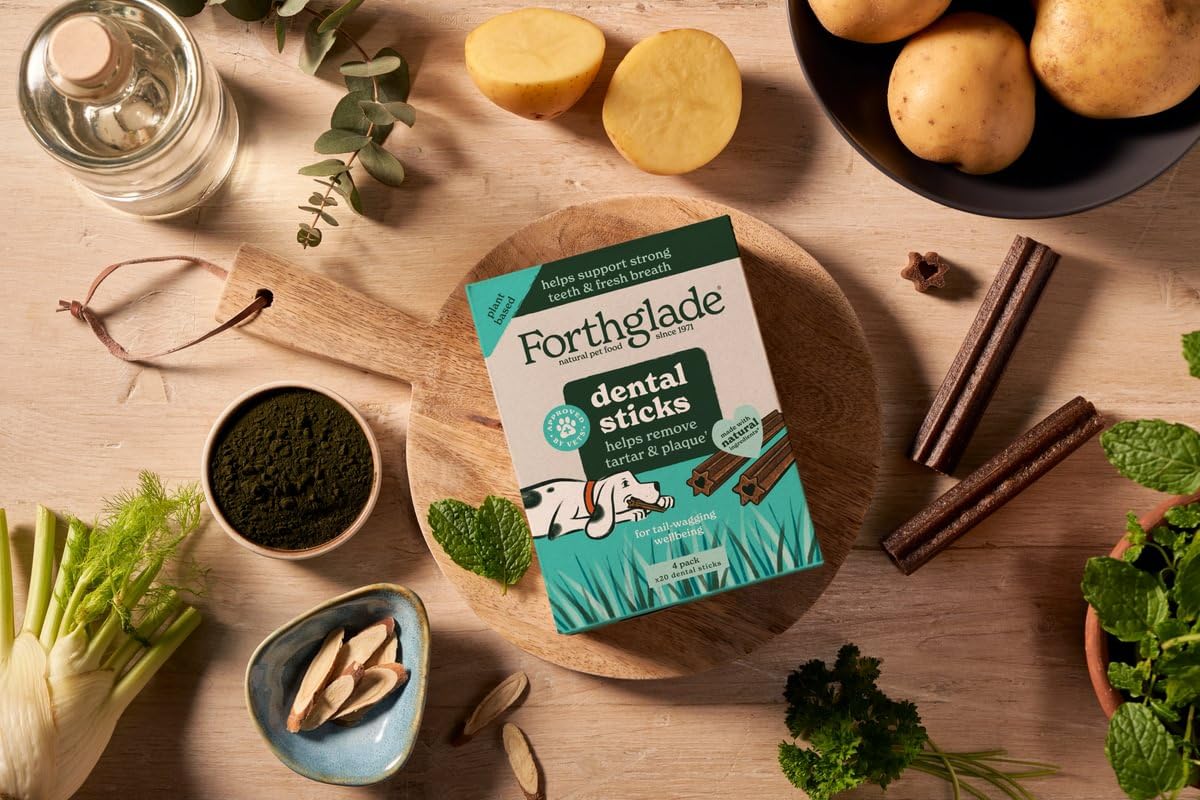 Forthglade Natural Dog Dental Sticks - Plant-Based & Grain Free for Adult Dogs (20 Sticks)