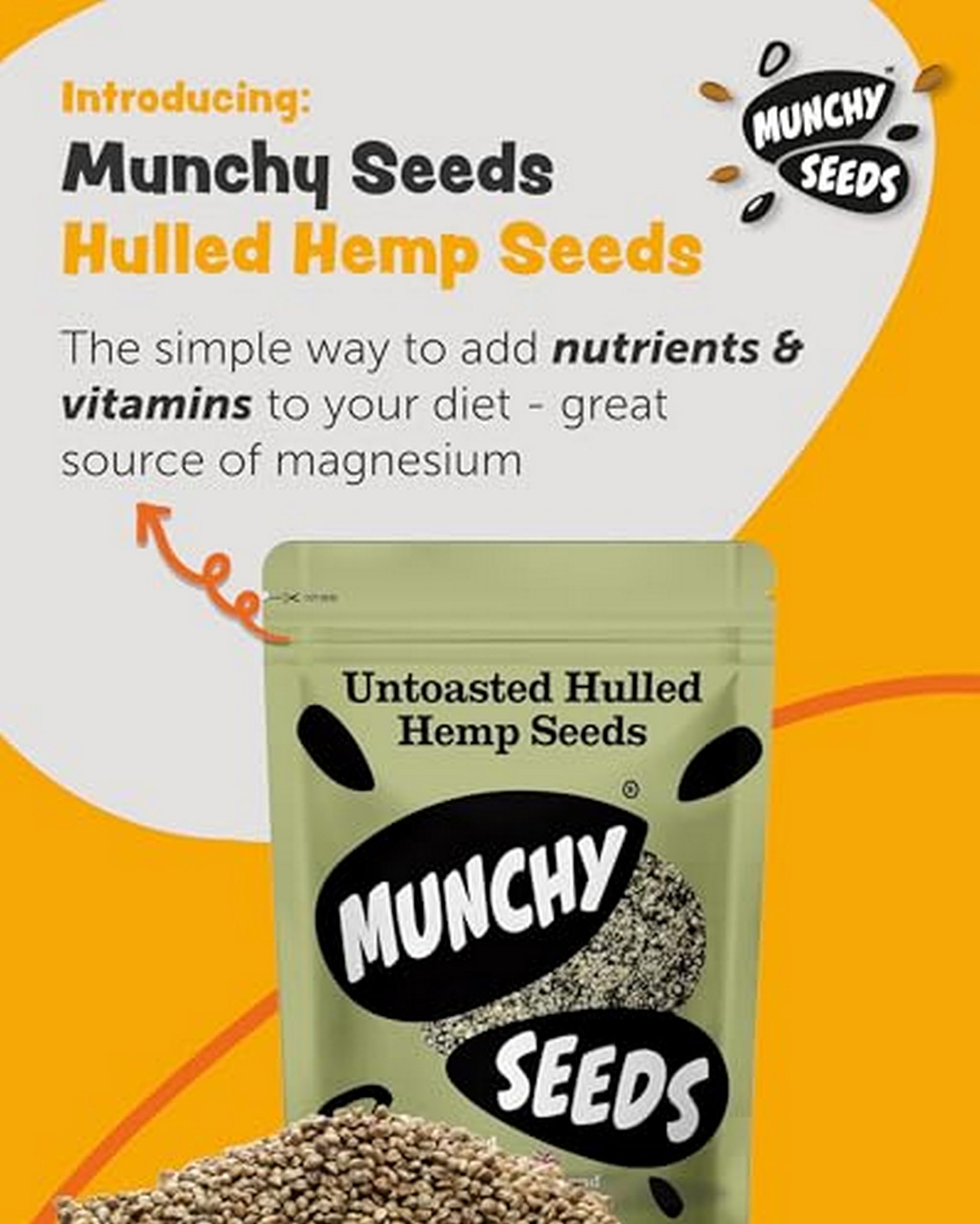 Munchy Seeds Hulled Hemp Seeds - Vegan Protein, Omega 3 Source | 1kg Roasted 2