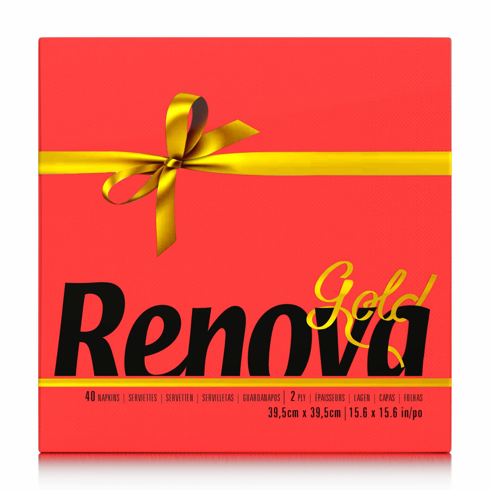 Renova Gold Red Paper Napkins - Double Layer, Textured, 39 x 39 cm, 40 Count