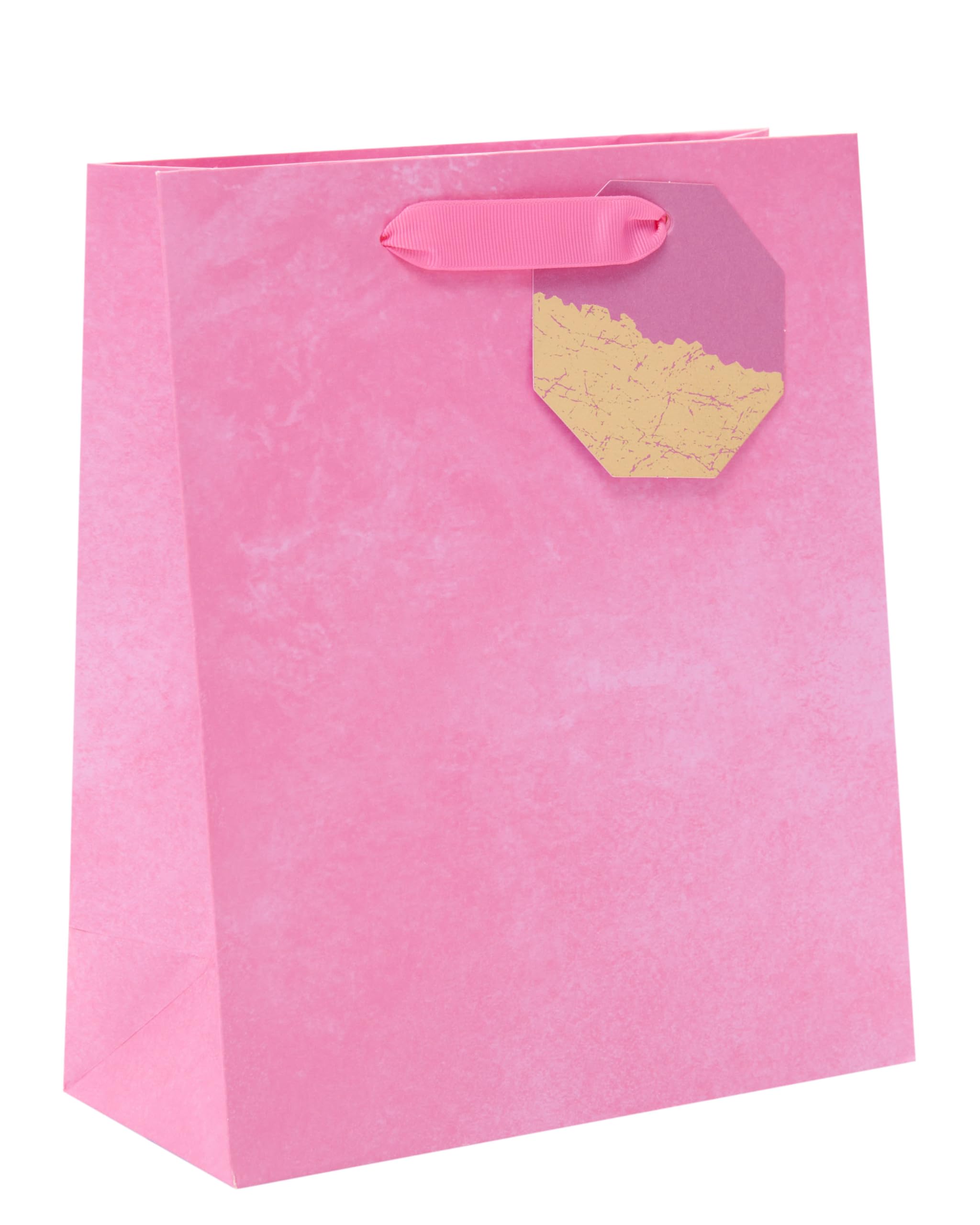 UK Greetings Medium Gift Bag - Pink with Graphite Design & Foil Tag | 22.8 x 19 cm 1