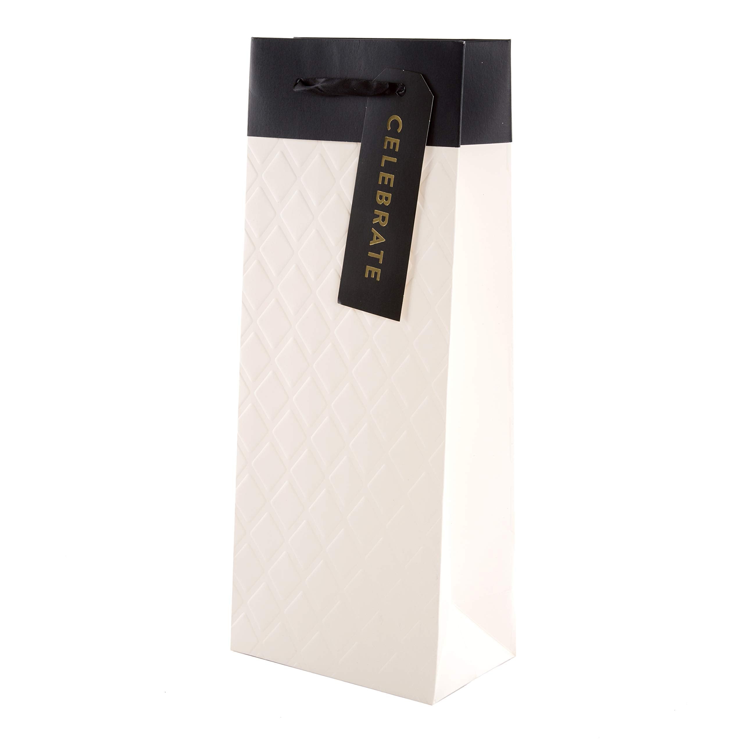Hallmark Multi-Occasion Bottle Gift Bag - Quilted Ivory Embossed Design | 32.7cm x 13.3cm x 8.2cm 1