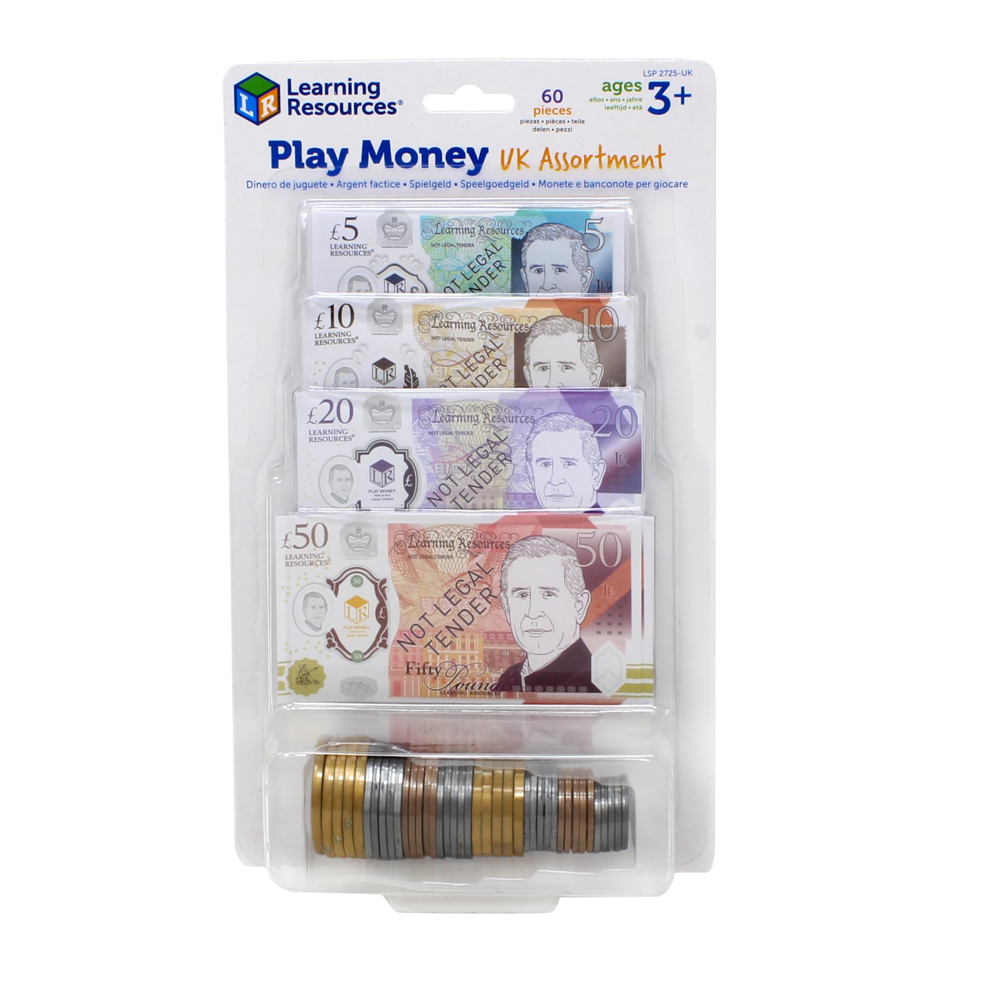Learning Resources Play Money UK Assortment - Realistic Coins & Notes | Ages 3+