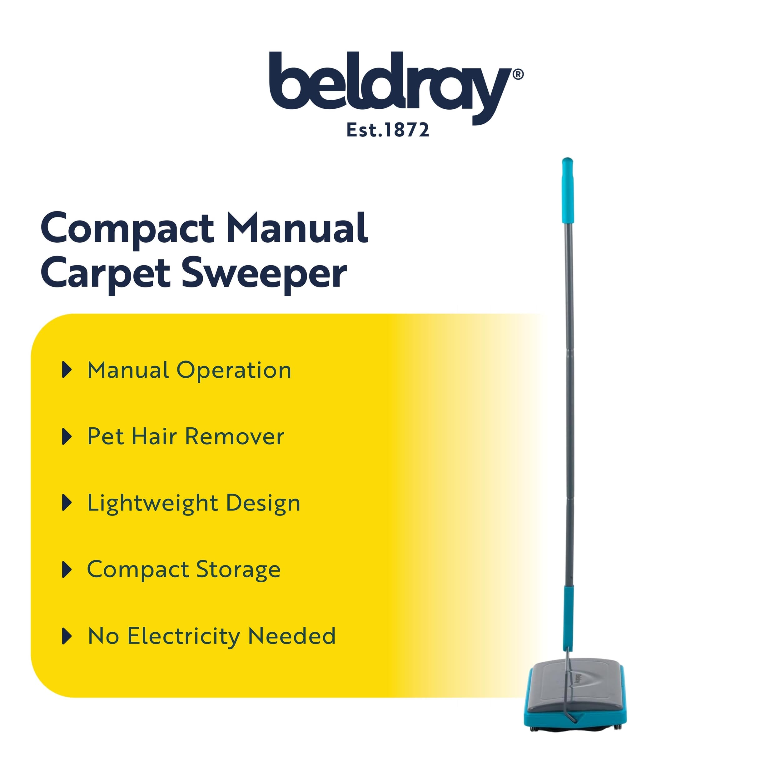 Beldray LA024855TQ Manual Carpet Sweeper - Cordless, Lightweight, Turquoise | Removes Pet Hair 2