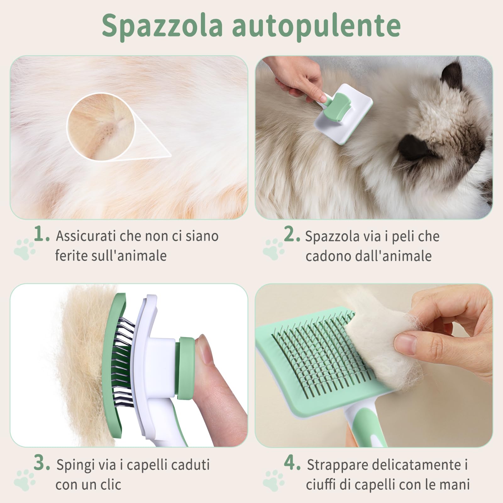 Vinabo Pet Self-Cleaning Slicker Brush - Removes Undercoat & Tangles | Green 3