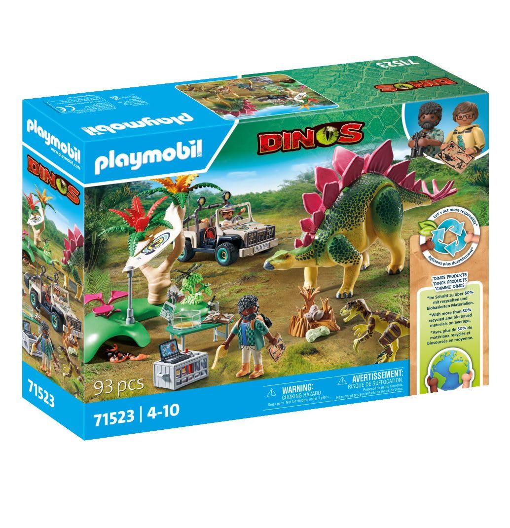 PLAYMOBIL 71523 Dinos Research Camp Playset - Jungle Exploration with Researchers, Dinosaurs & Vehicles for Kids 4+