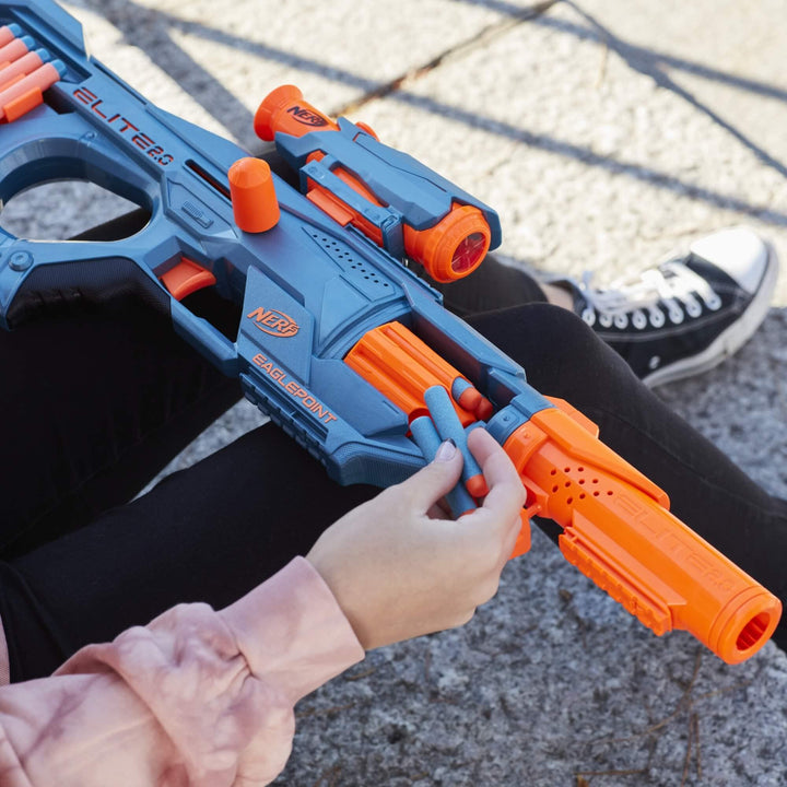 Nerf Elite 2.0 Eaglepoint RD-8 Blaster - 8-Dart Drum, Detachable Scope, 16 Darts, Bolt Action