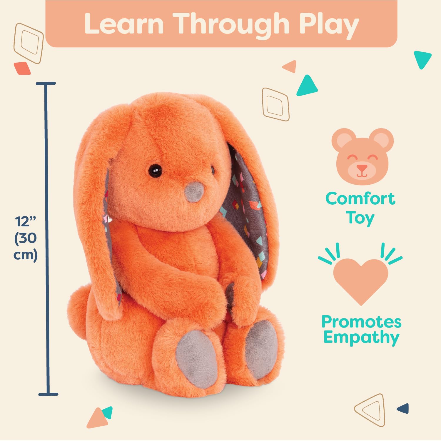 B. Toys Plush Bunny - Super Soft Stuffed Animal - Coral Orange - 0 Months+ 2