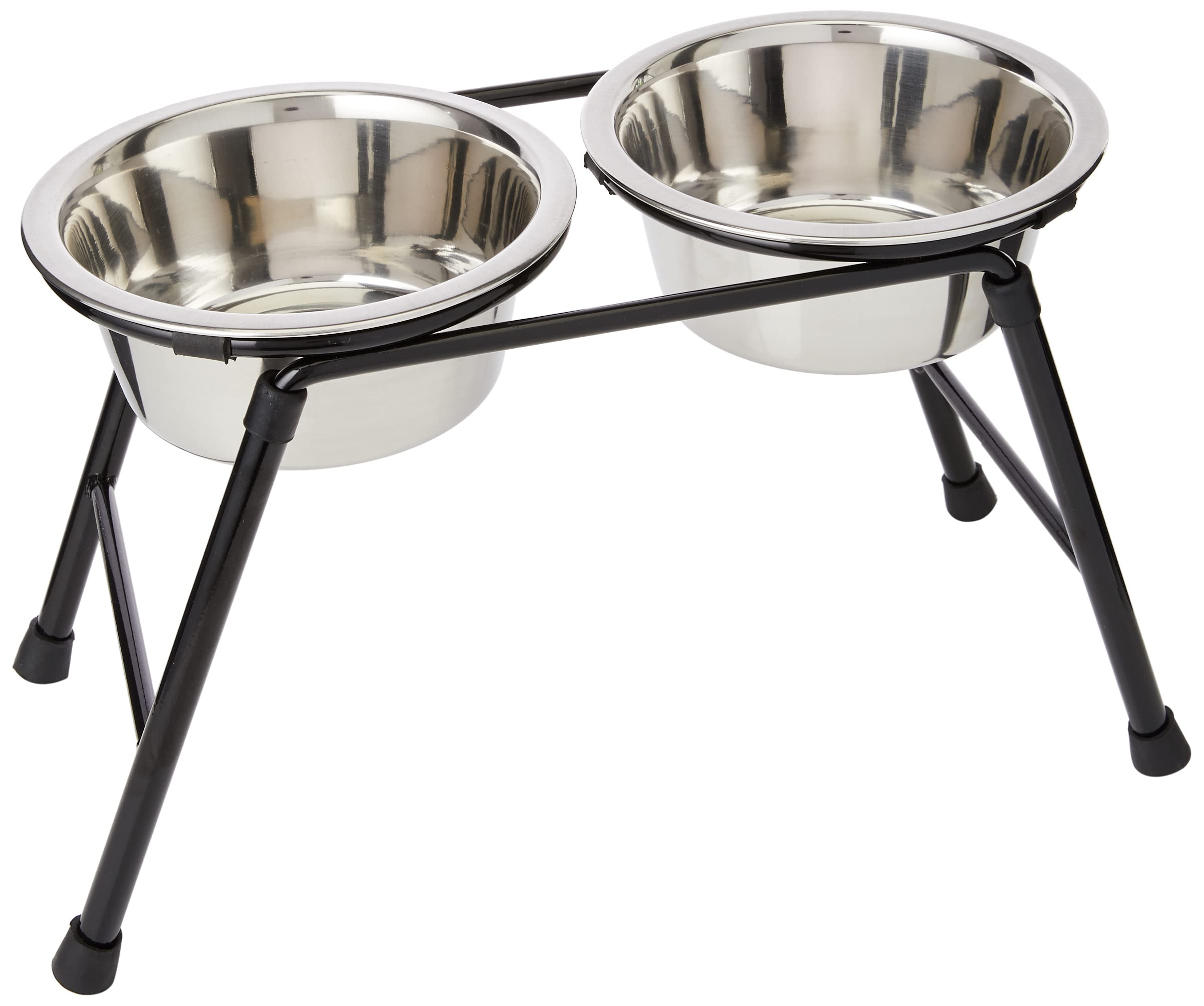 CLASSIC Double Raised Pet Feeder Stand - 220mm Height | 2 x 900ml Stainless Steel Dishes 1