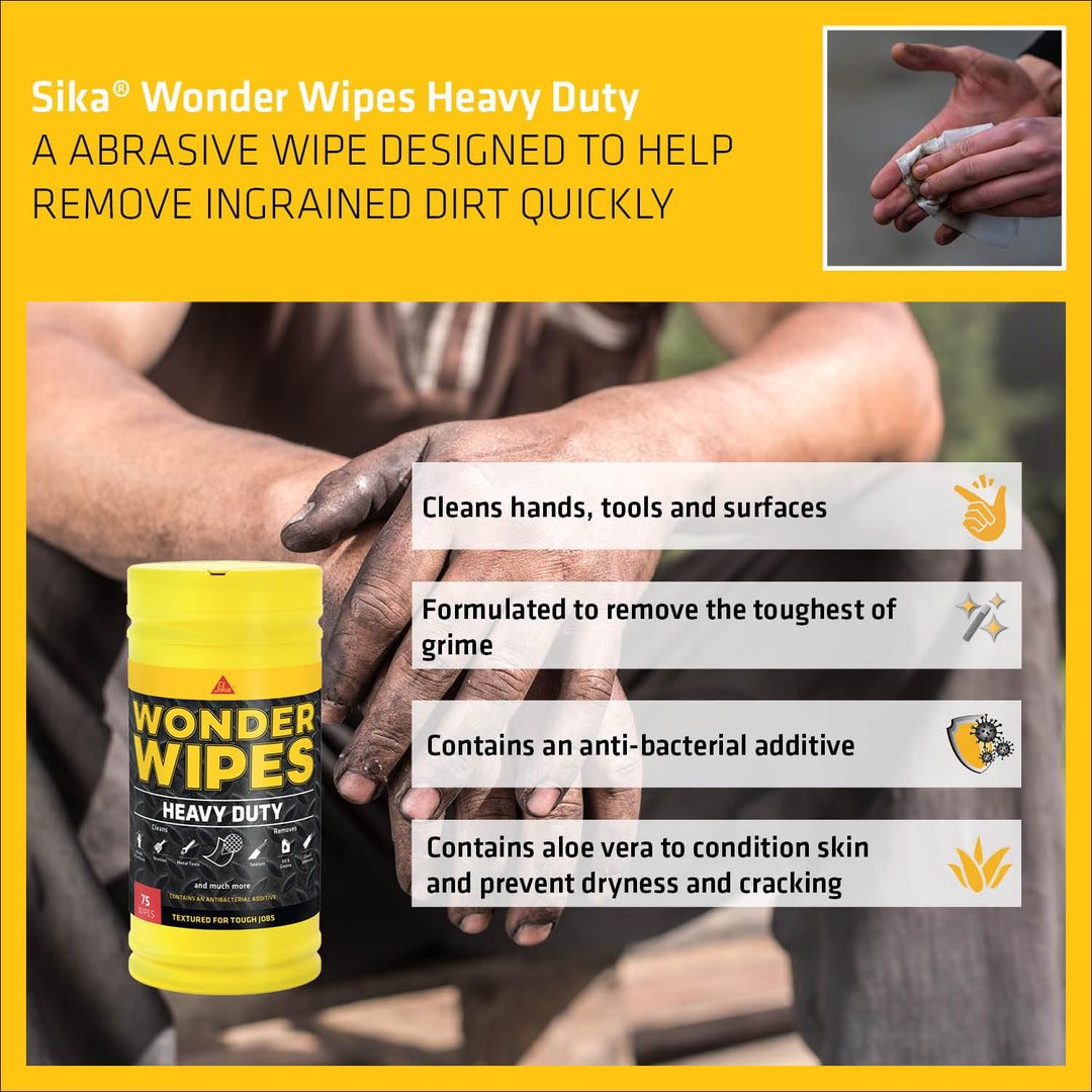 Sika Wonder Wipes Textured Heavy Duty Cleaning Wipes for Building Trade