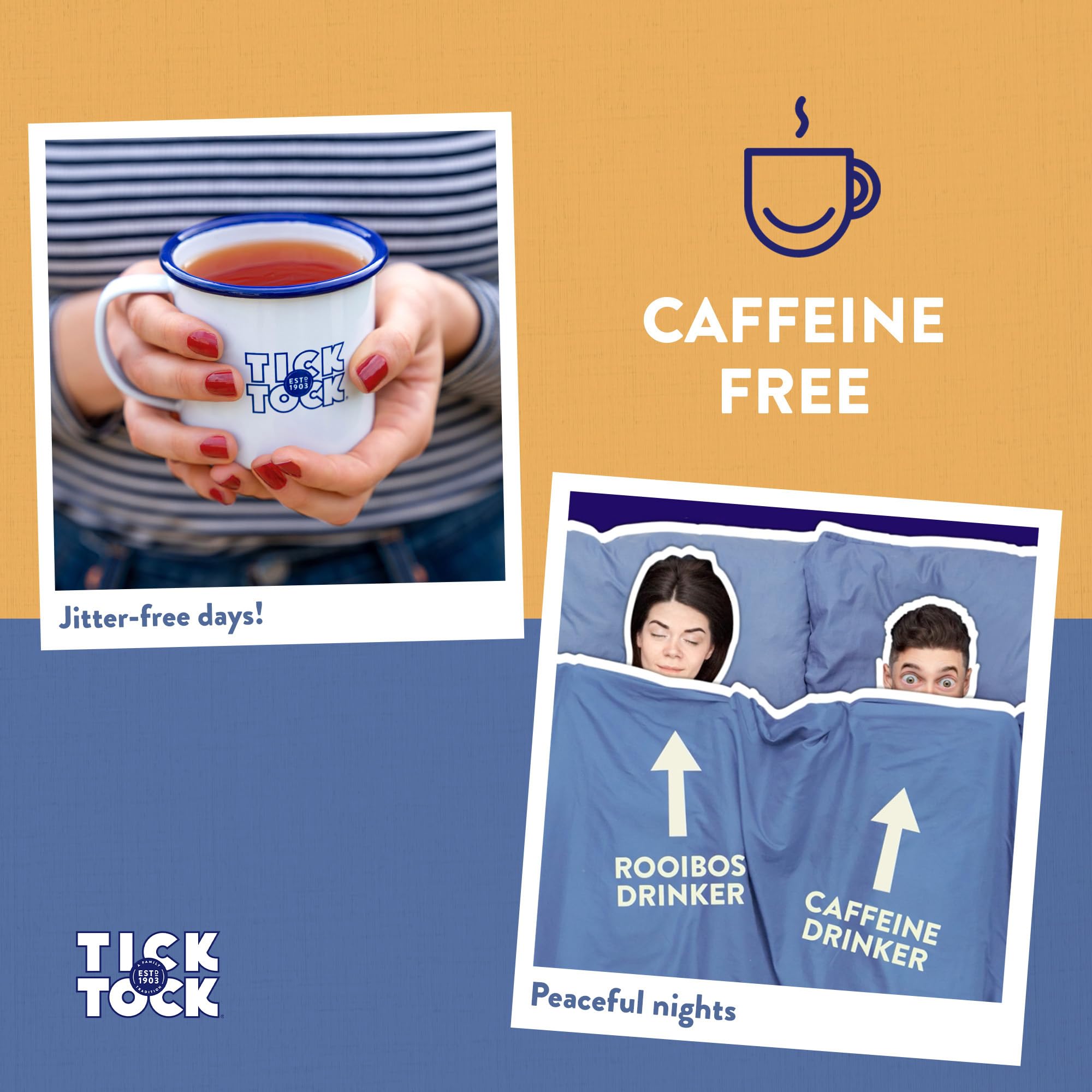 Tick Tock Wellbeing Bedtime Tea - Caffeine-Free Herbal Blend with Camomile & Lavender | 6 Count (20 Bags Each) 2