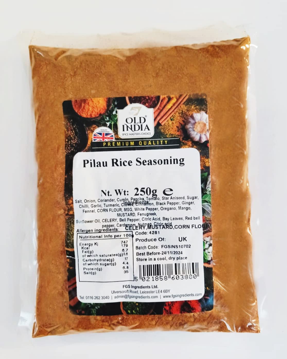 Old India Pilau Rice Seasoning Powder | 250g Natural & GMO Free Spice Mix