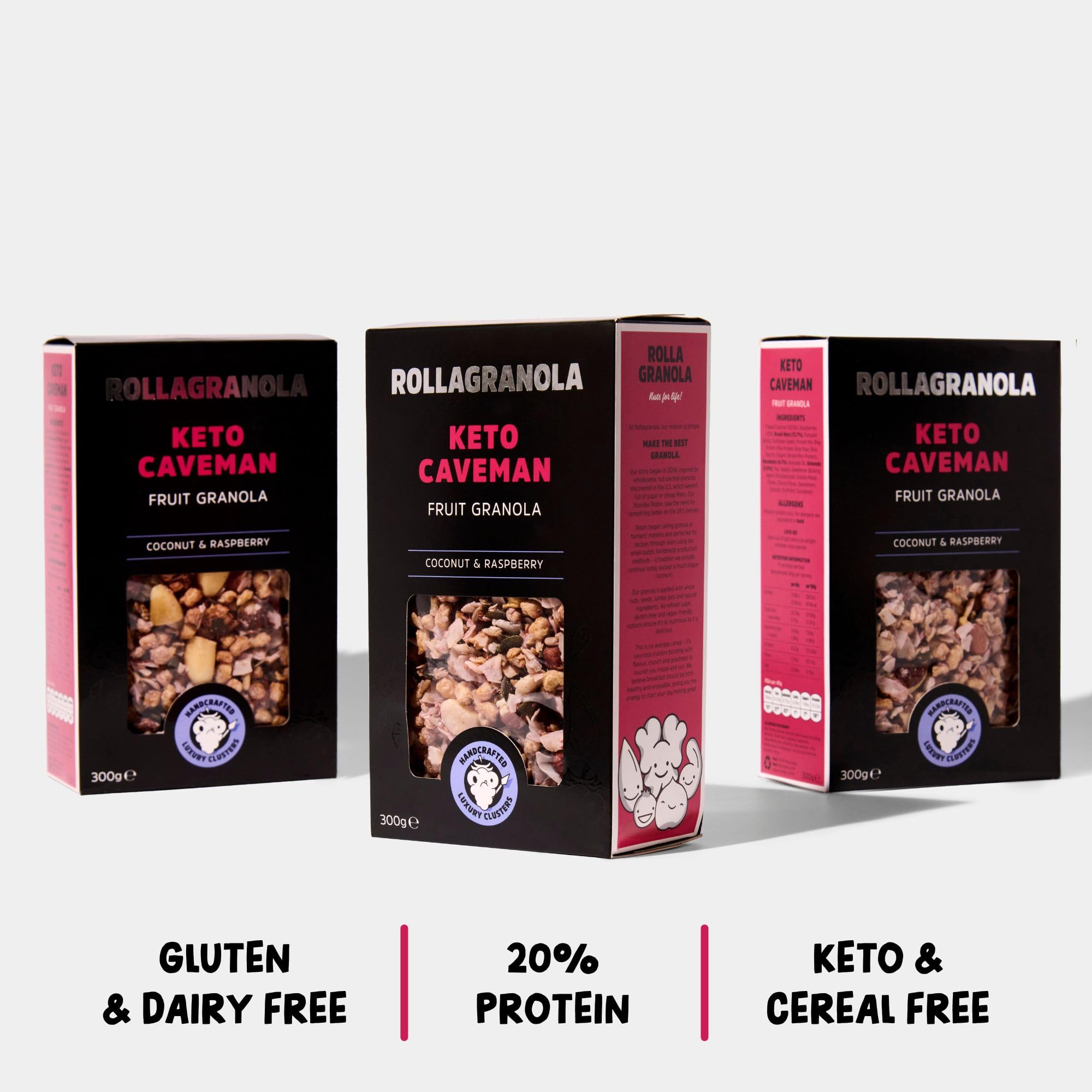 Rollagranola Keto Caveman Fruit Granola - Low Carb, High Energy | 3 x 300g Box 4