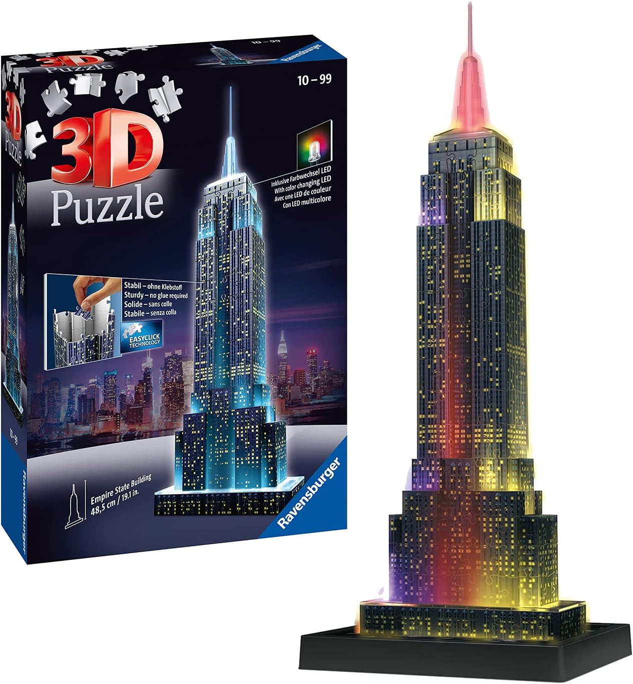 Ravensburger Empire State Building 3D Puzzle - Night Edition with LED Lighting, 216 Pieces 1