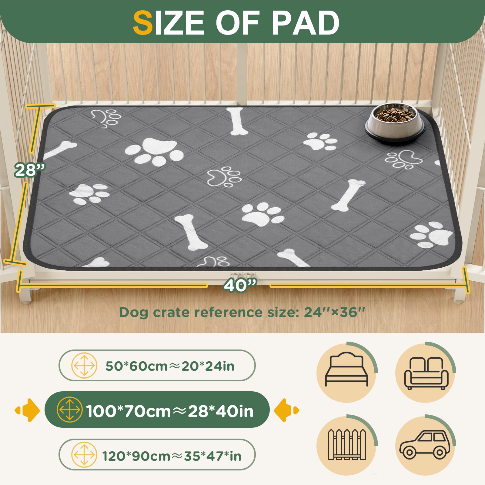 Gimars Reusable Training Pads - 100x70 cm, 2 Pack, Super Absorbent 3