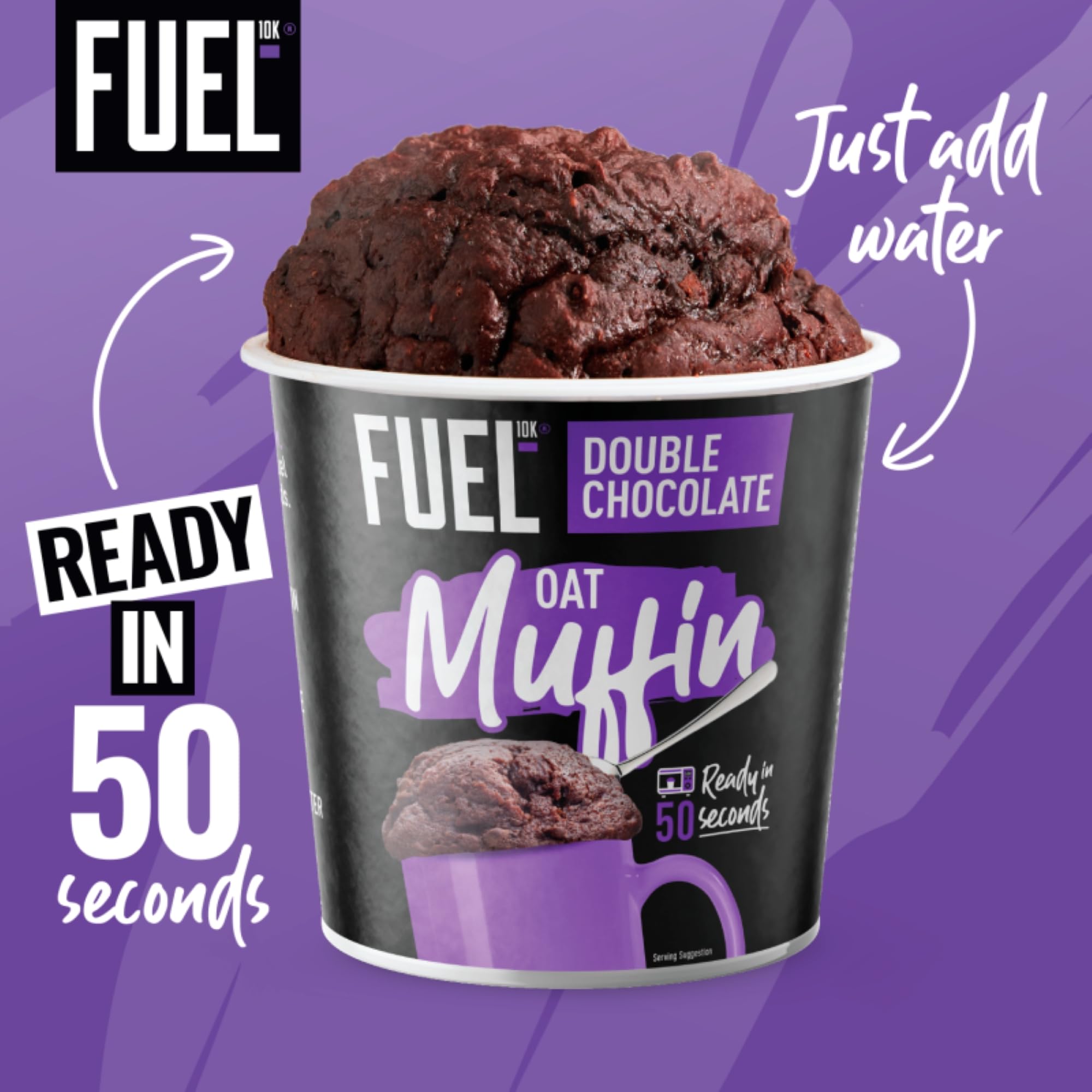 FUEL10K Chocolate Oat Muffin Protein Snack Pot - 10g Protein | Double Chocolate | Pack of 8 x 52g 5