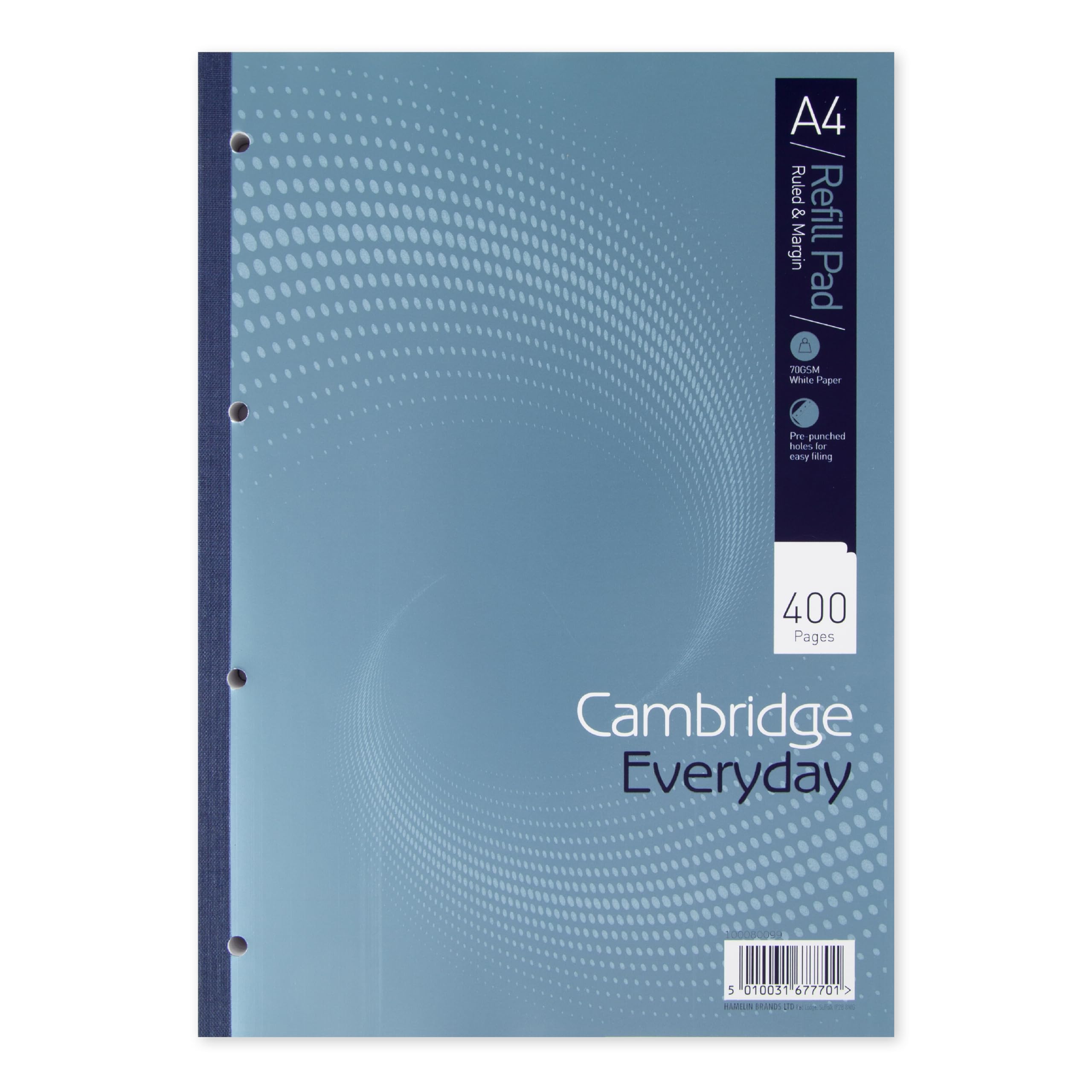 Cambridge A4 Refill Pad - 400 Ruled Pages with Margin | 70gsm Paper | 4-Hole Punched 1