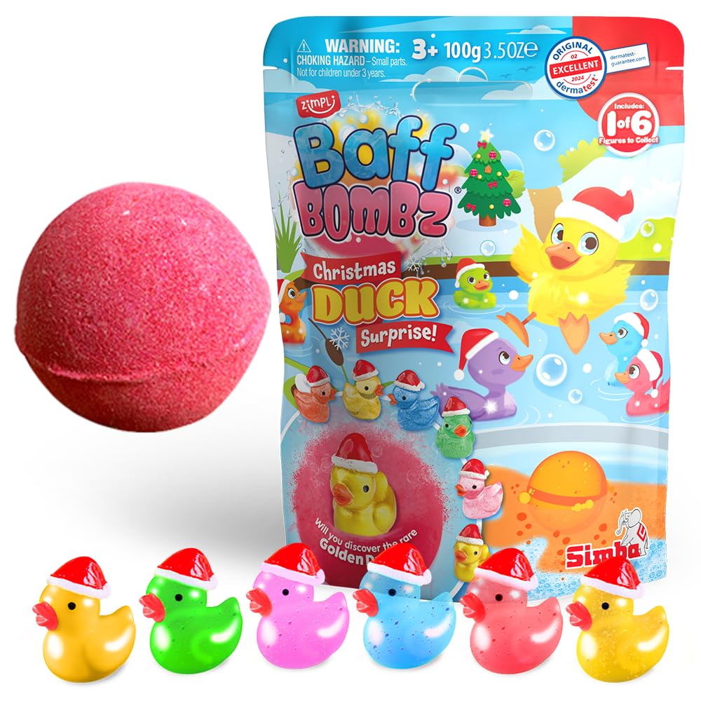 ZIMPLI Surprise Christmas Duck Bath Bomb - 100g | Contains 1 of 6 Collectible Duck Toys 1