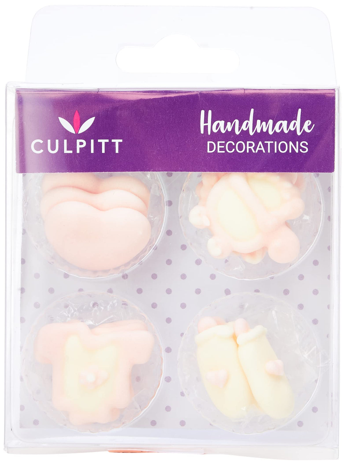 Culpitt Pink Baby Sugar Pipings - 12 Sugar Cake Decorations