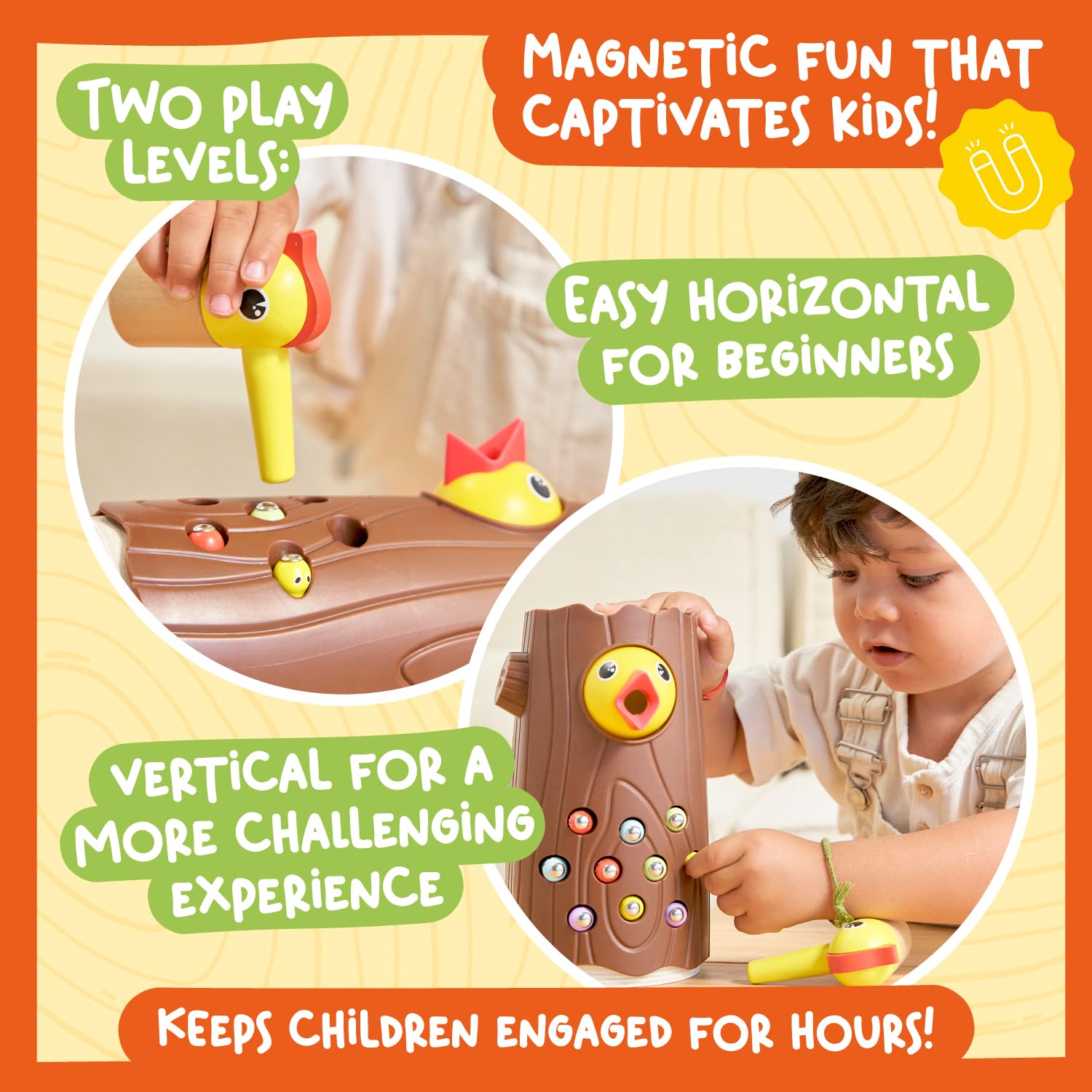 Nene Toys Little Woodpecker - Montessori Educational Toy for Toddlers 2-4 Years 3