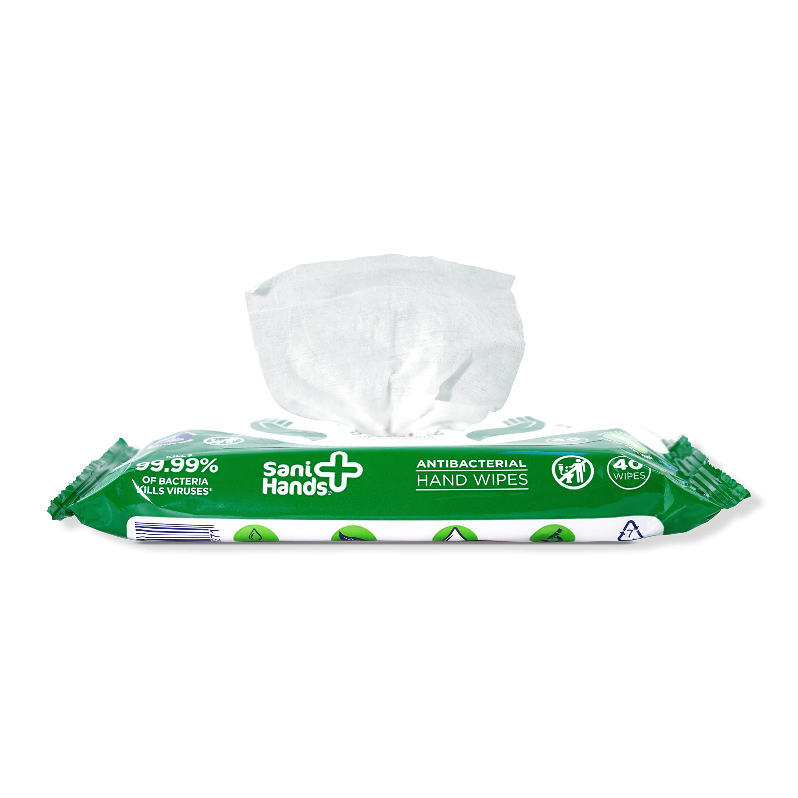 Sani Hands Anti-bacterial Hand Wipes - 120 Count (10 Pack) | Biodegradable | Vitamin E & Aloe Vera 3