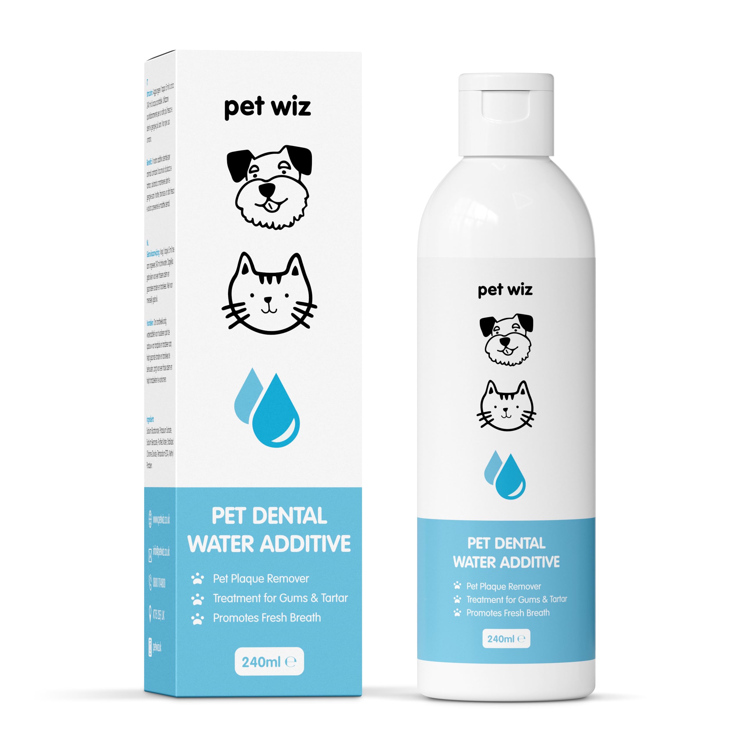 pet wiz Dental Water Additive for Dogs & Cats - Fights Bad Breath, Reduces Plaque & Tartar | 240 ml 1