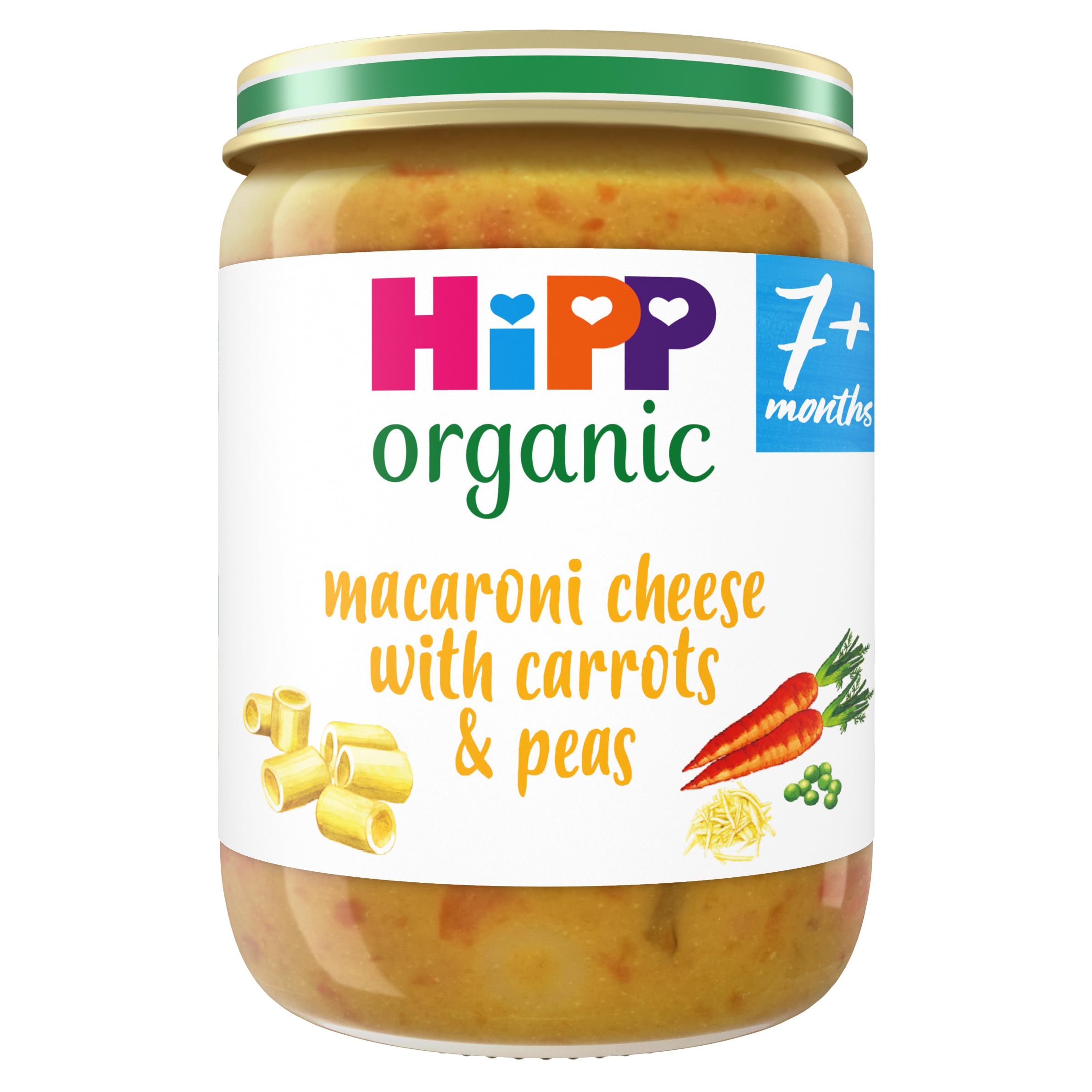 HiPP Organic Macaroni Cheese with Carrots & Peas Baby Food Jar | 6 x 190g | 7+ Months 1
