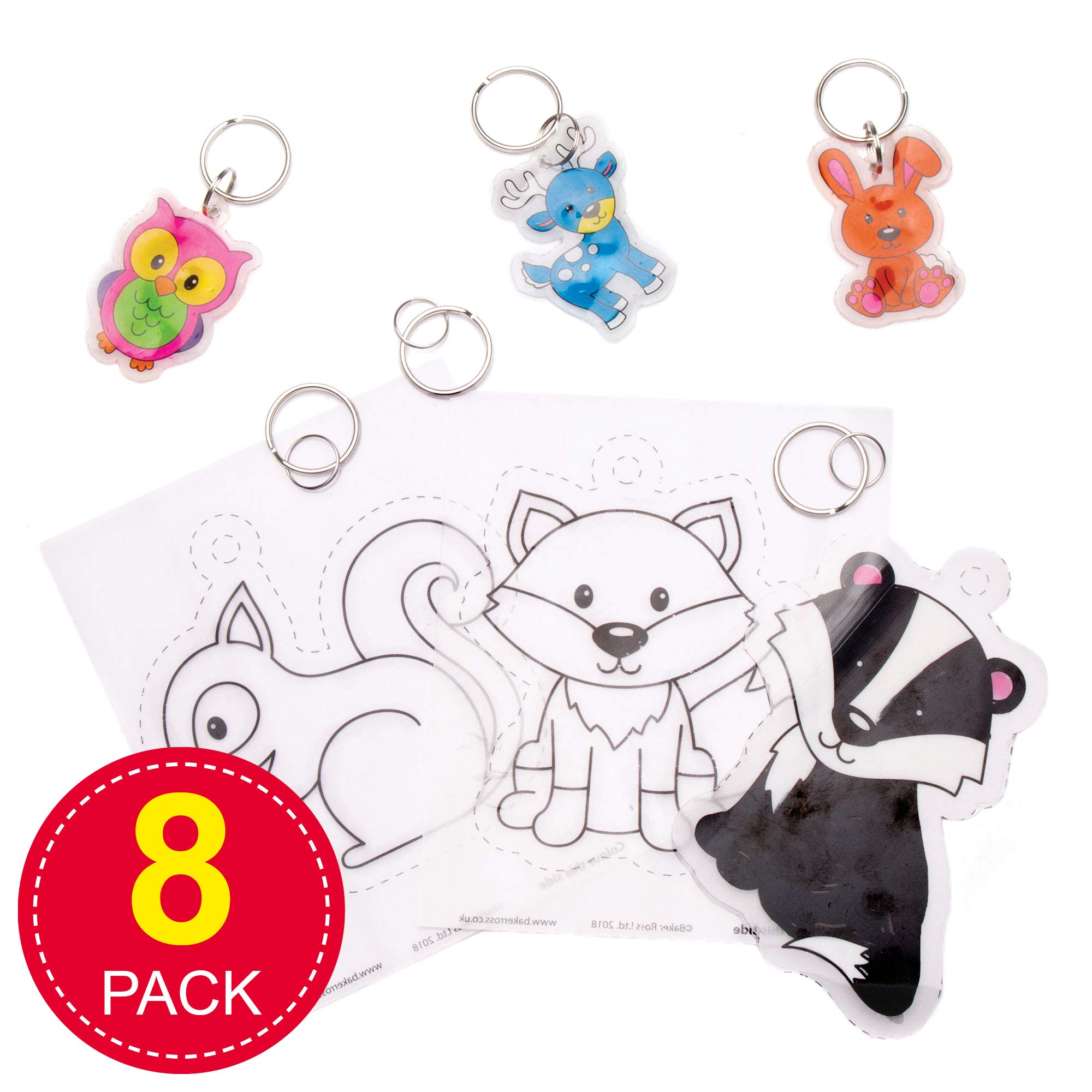 Baker Ross AW870 Woodland Animal Super Shrink Keyrings Craft Kit 7