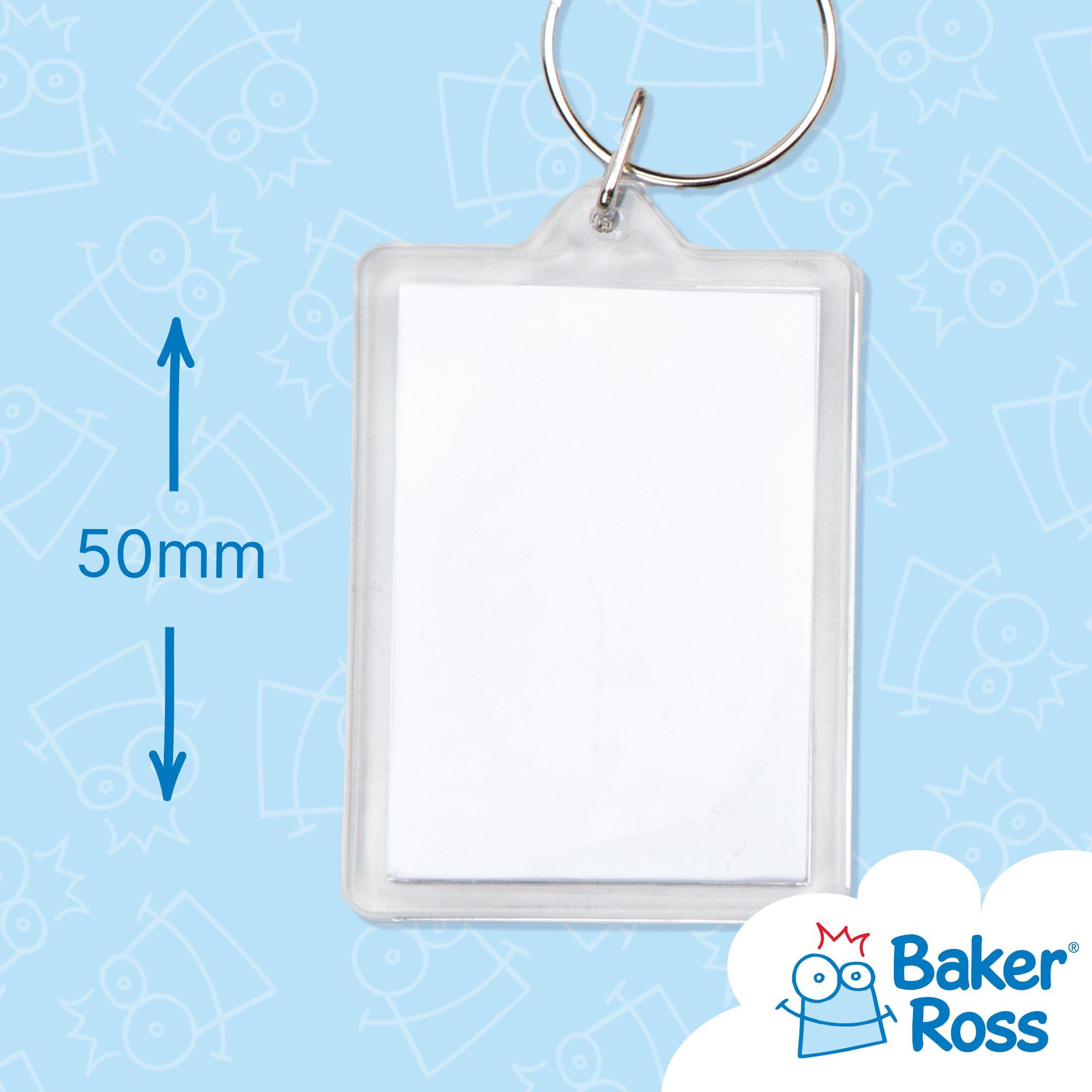 Baker Ross Make Your Own Keyring Kit - Pack of 8 | Craft Kit for Kids | White Plastic