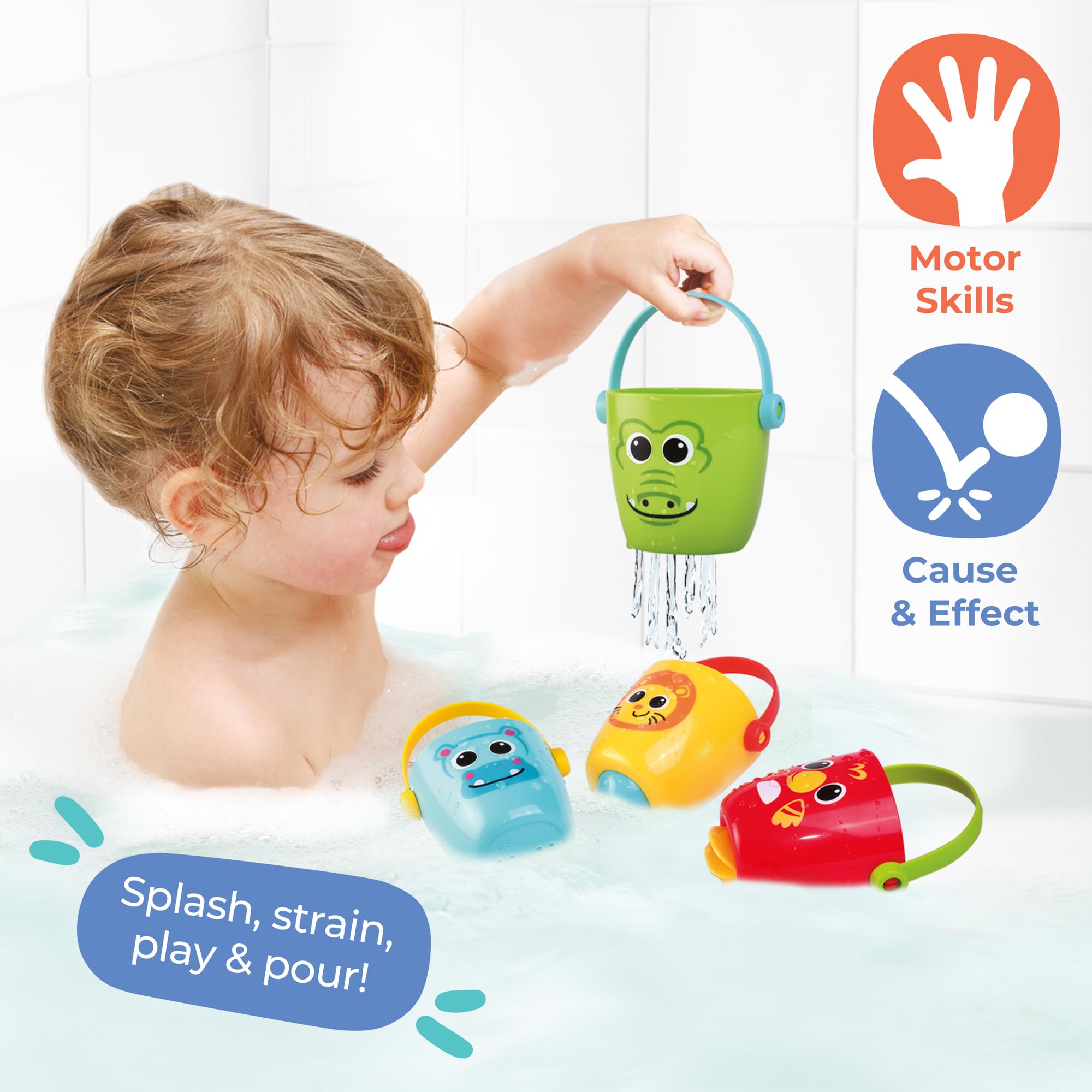 John Adams Play Tots Animal Bath Buckets Set - 4 Colorful Characters | Ages 12-72 Months 4