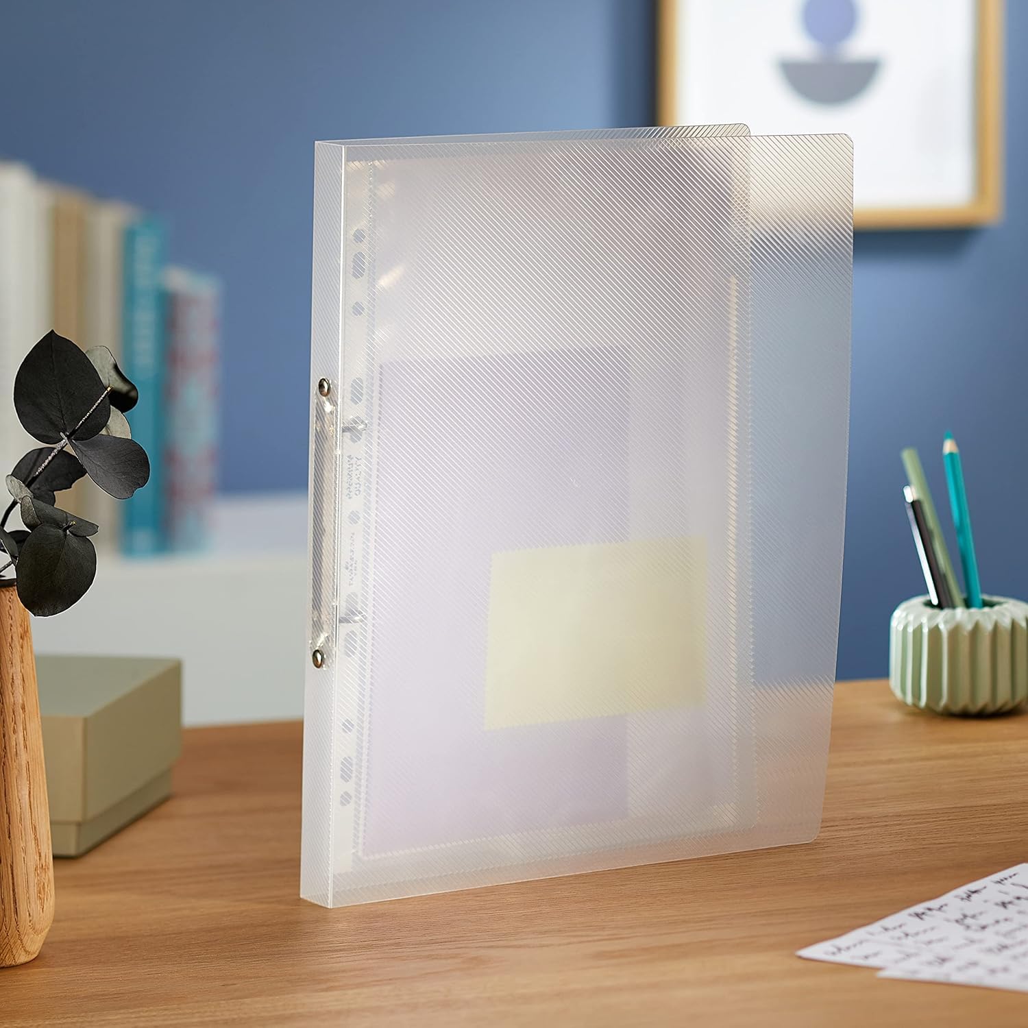 Europel HF2 A4 16mm 2 Ring Padfolio Binder - Transparent Cover, White Spine | Holds 80 Sheets