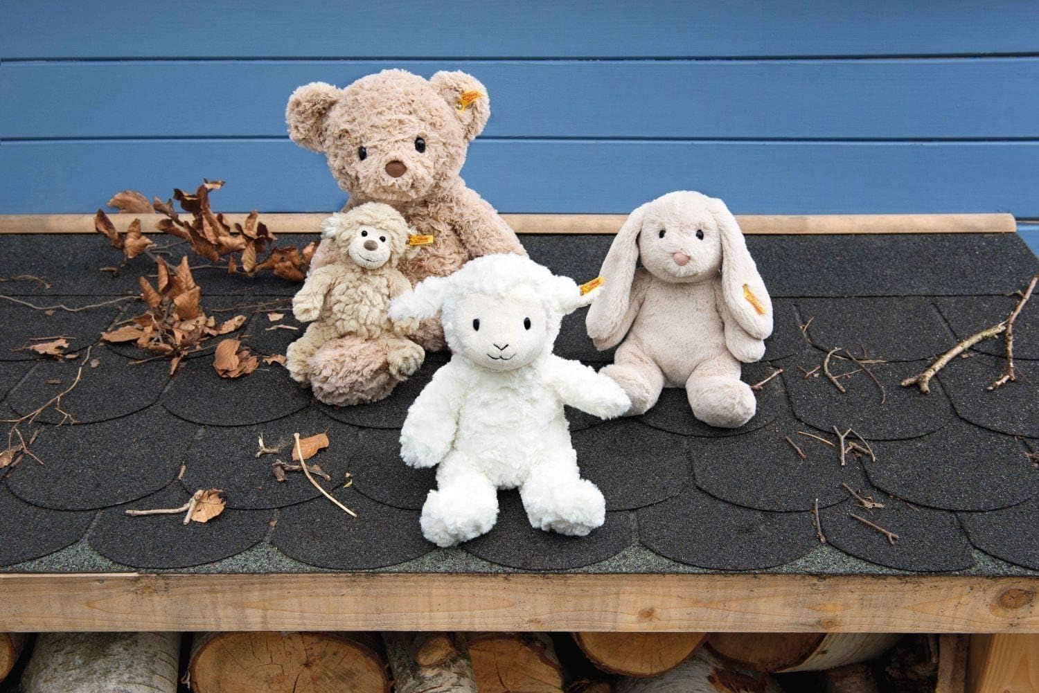 Steiff Soft Cuddly Friends Hoppie Rabbit - Plush Stuffed Animal, 28 cm, Light Grey 5