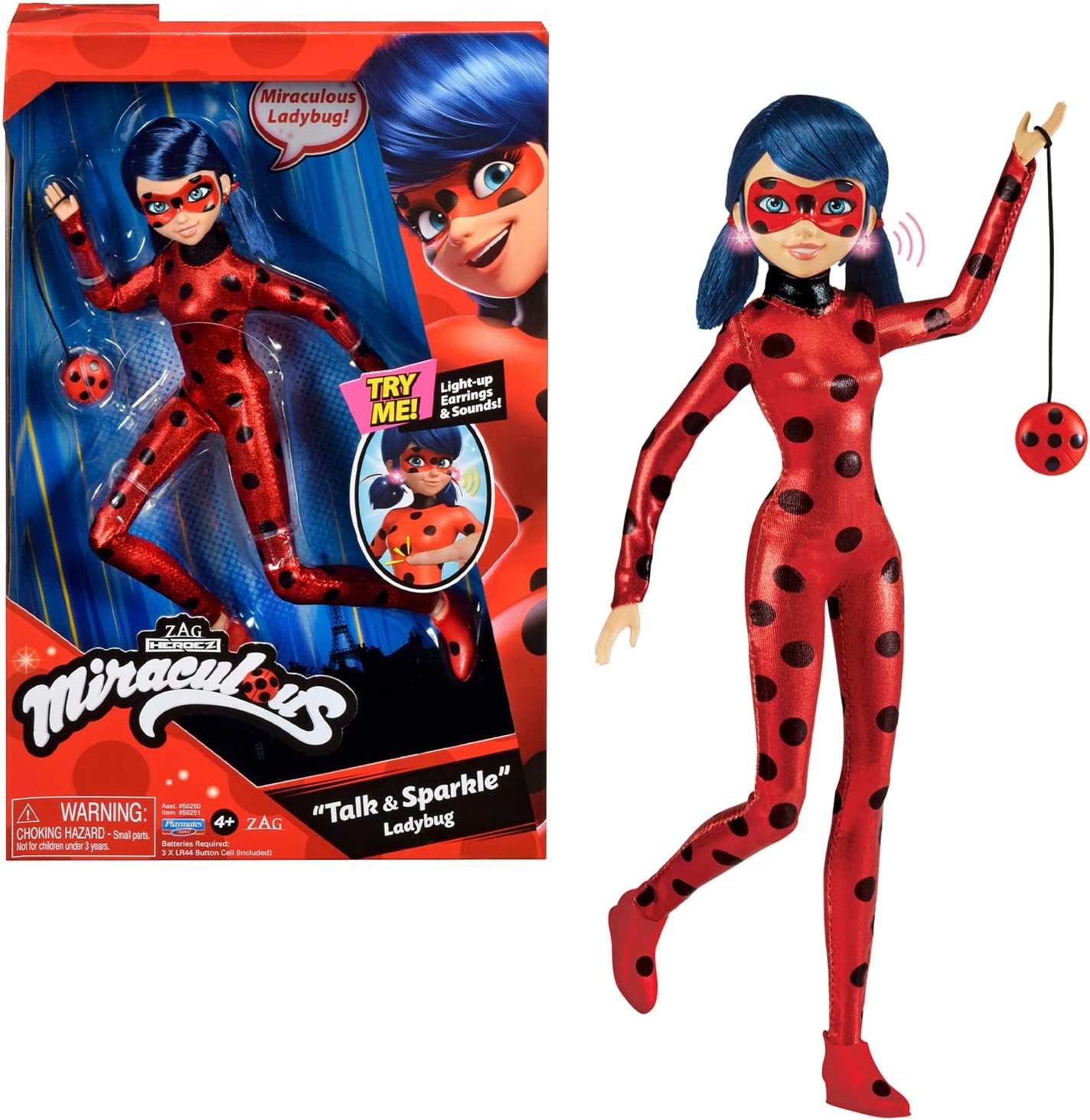 BANDAI Miraculous Ladybug Talk & Sparkle Deluxe Fashion Doll with Light-Up Earrings and Sound Functions (P50250) 1