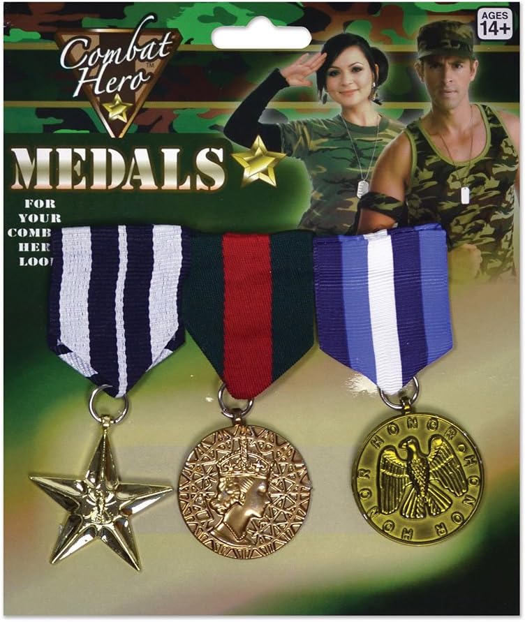 Bristol Novelty BA584 Military Medal Set - 3pc Mens Costume Accessory 1