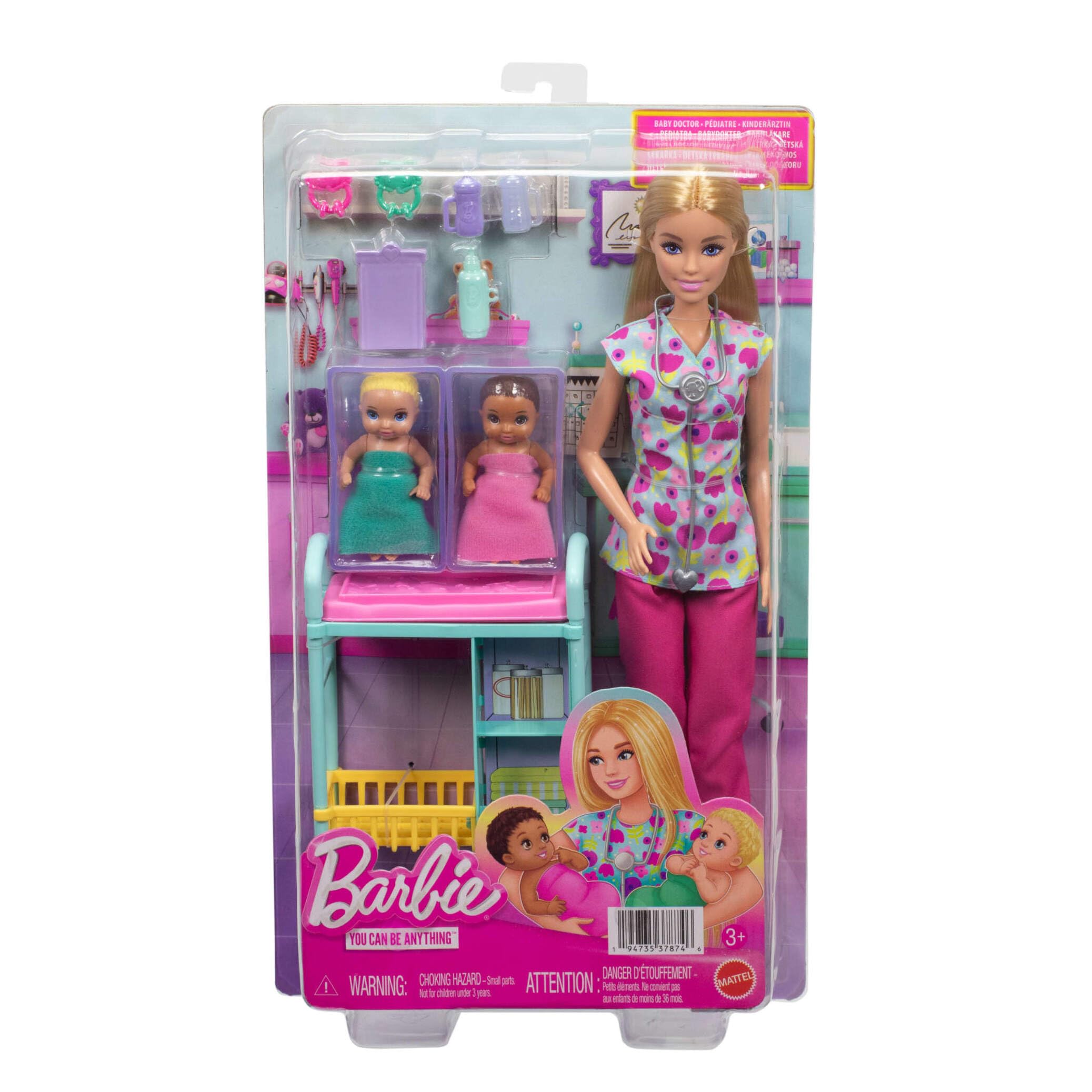 Barbie Careers Baby Doctor Playset with Blonde Doll, 2 Baby Patients | Ages 3+ 6