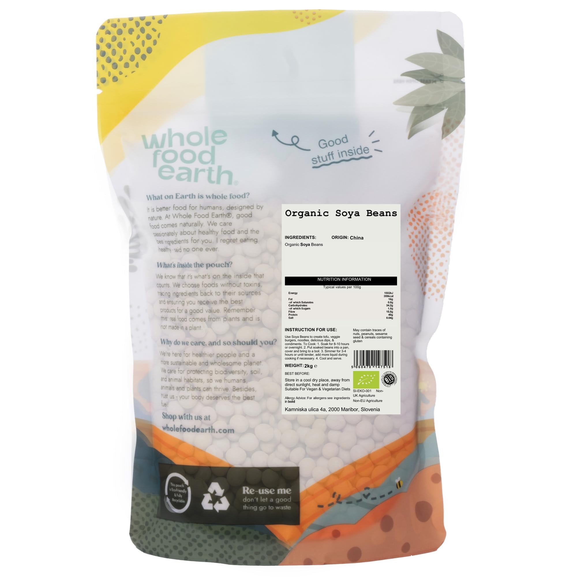 Wholefood Earth Organic Soya Beans - 2 kg Pack | High Fibre | Vegan | GMO Free 3
