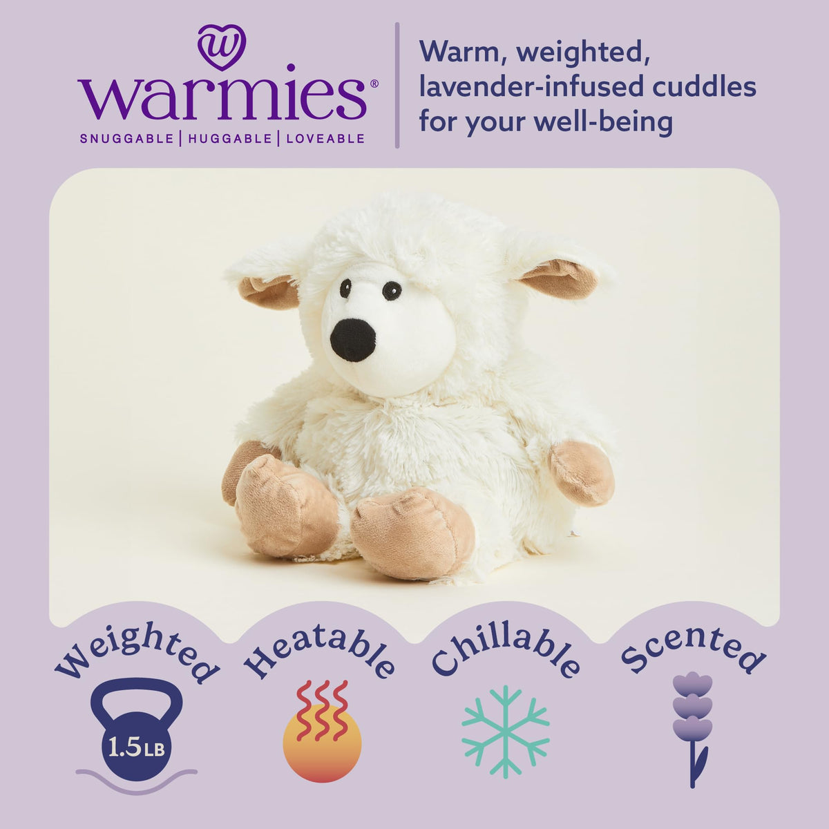 Warmies Microwavable Sheep Plush Toy - Lavender Scented | Child & Adult Comfort