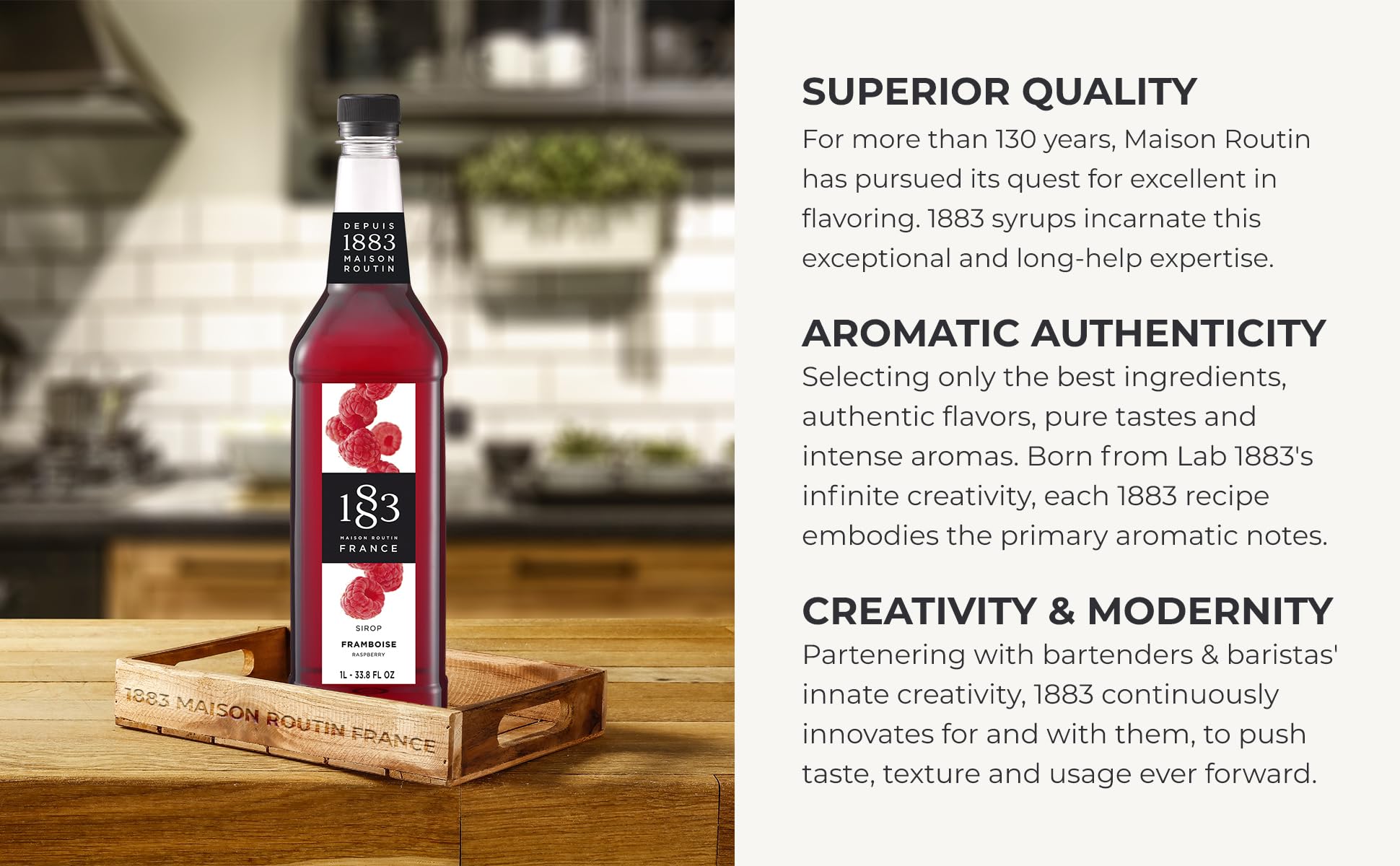 1883 MAISON ROUTIN Premium Raspberry Syrup for Cocktails & Mocktails | 1L PET Bottle 6