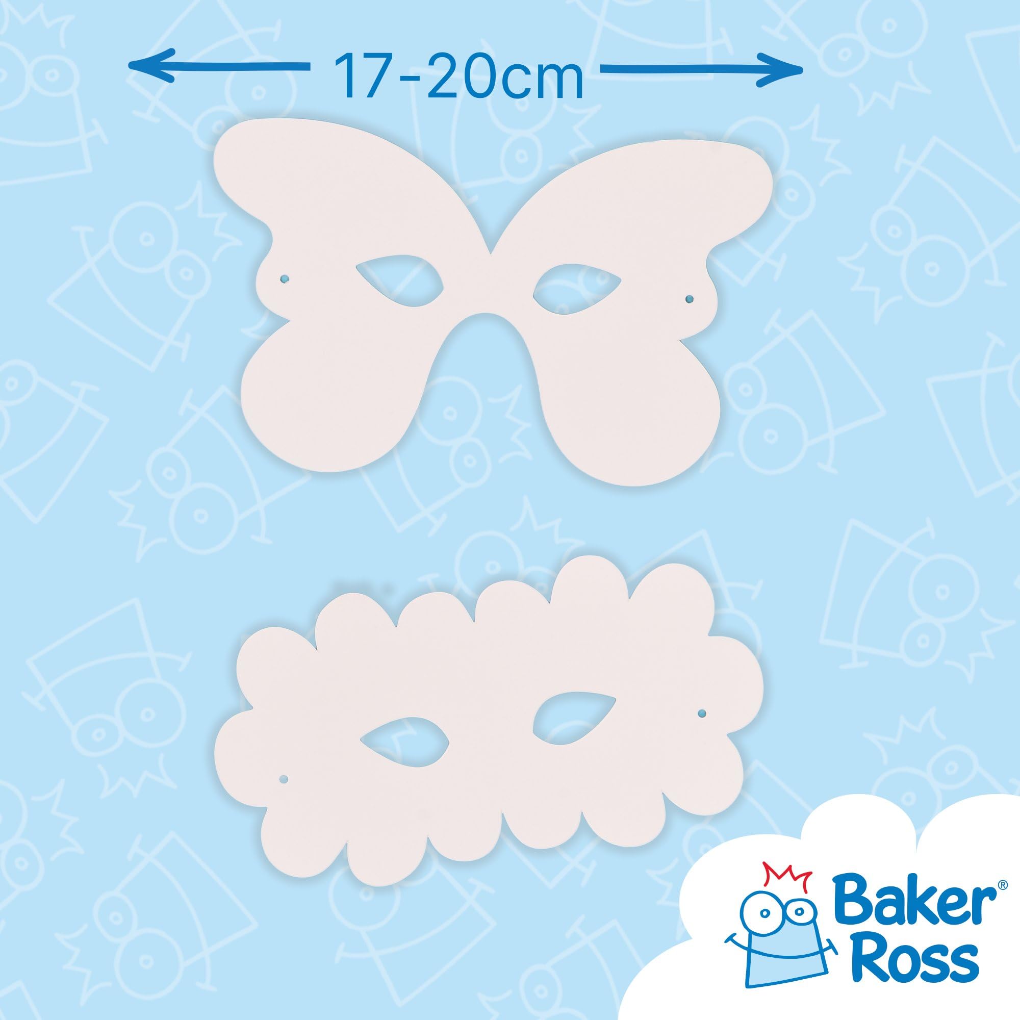 Baker Ross Decorate Your Own Carnival Mask Kit - Pack of 12 Blank Masks for Kids Ages 3+ 3